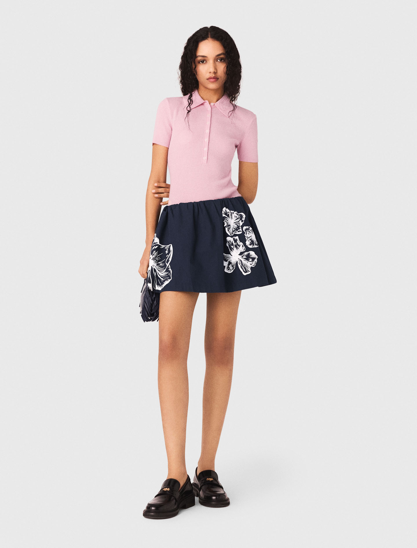 Short cotton skirt - Navy