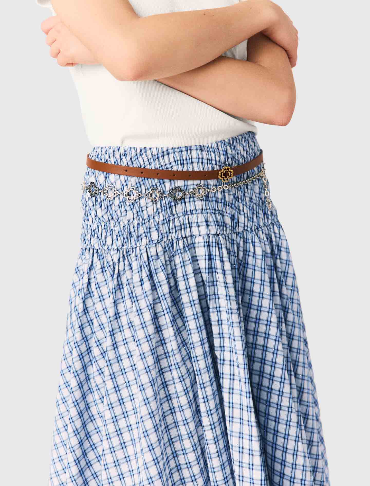 Rhinestone cotton maxi skirt - Blue