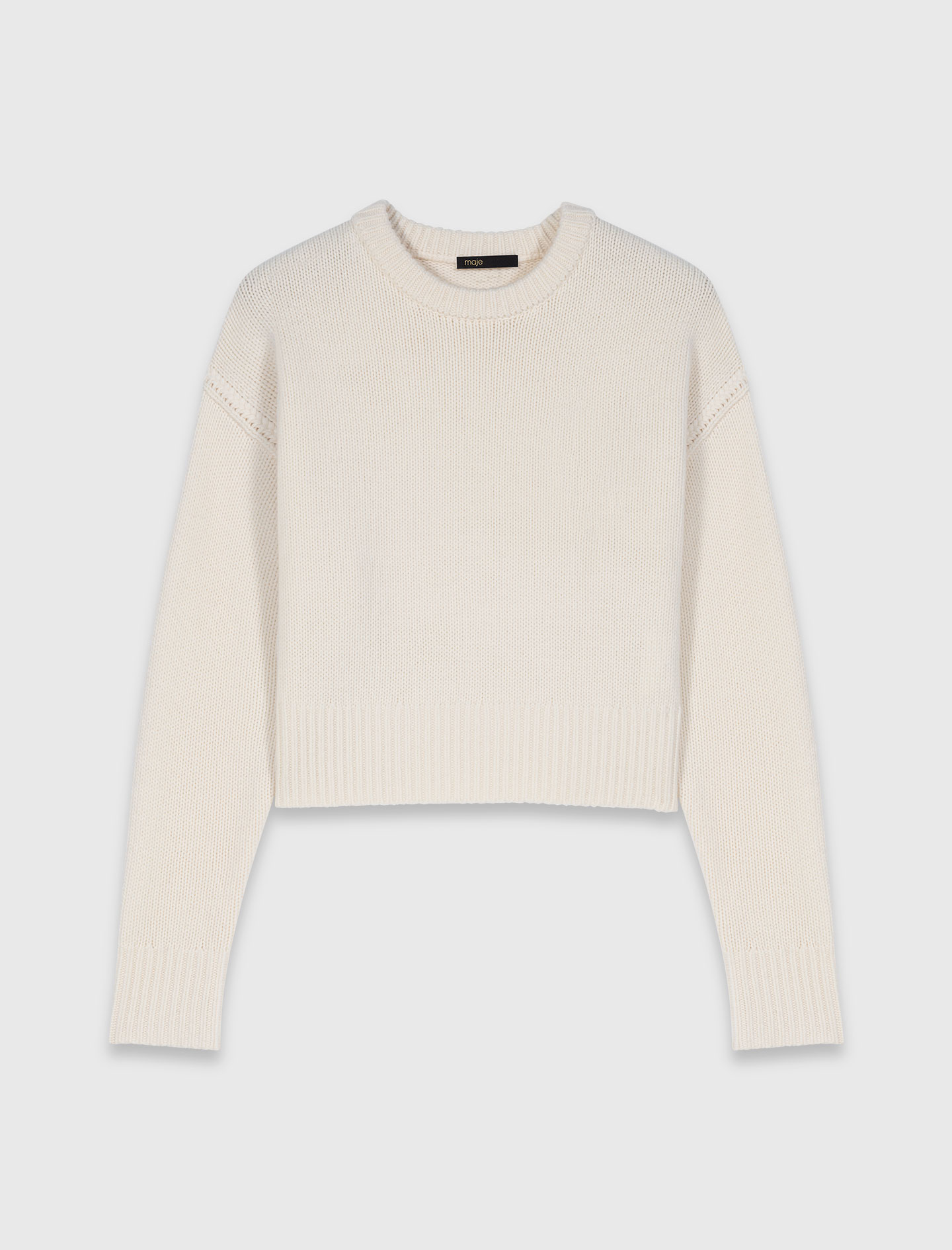 Jumper with floral brooch - Ecru