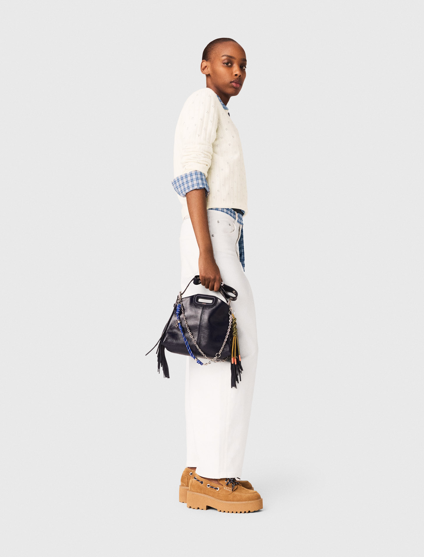 Rhinestone front cardigan - Ecru