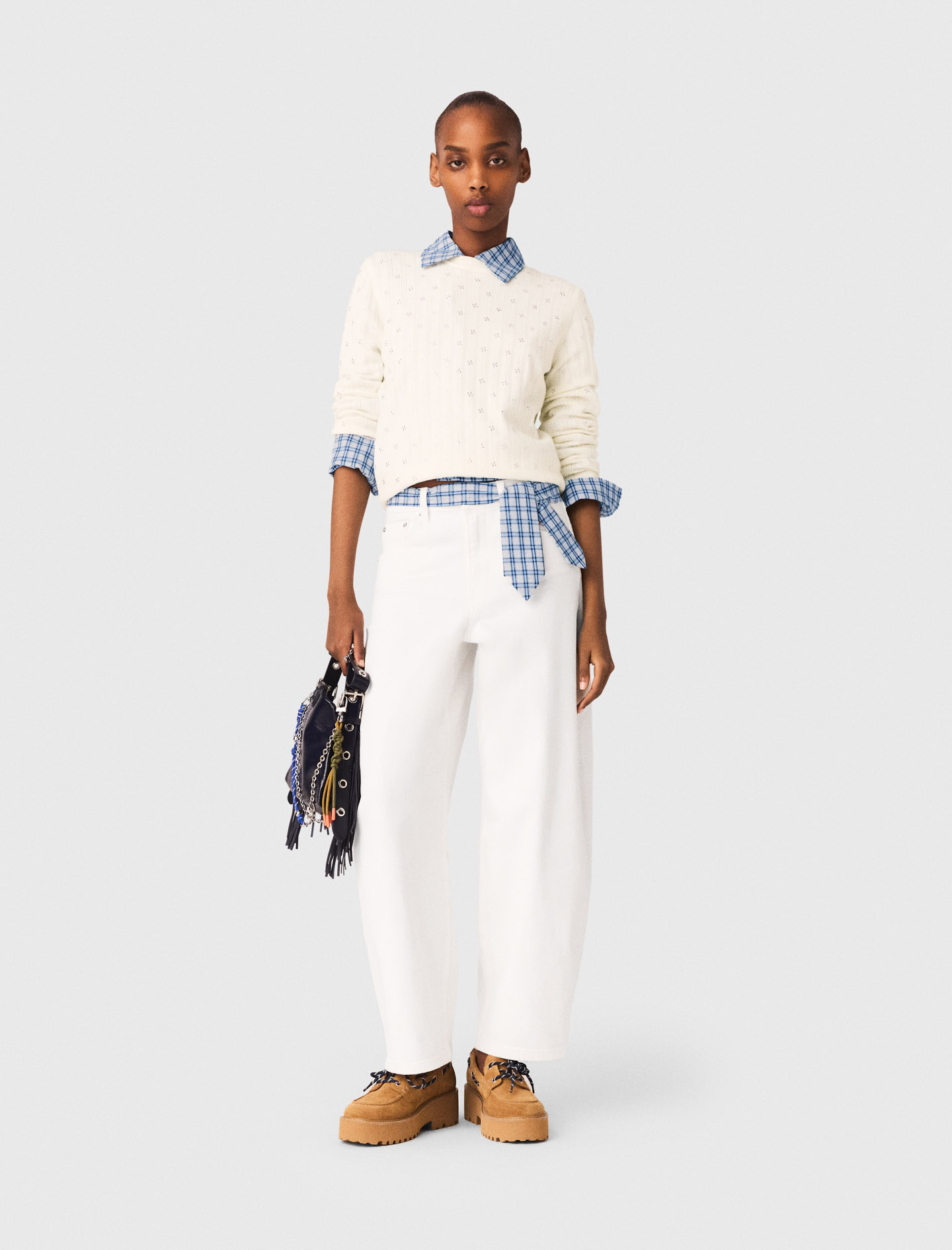 Rhinestone front cardigan - Ecru