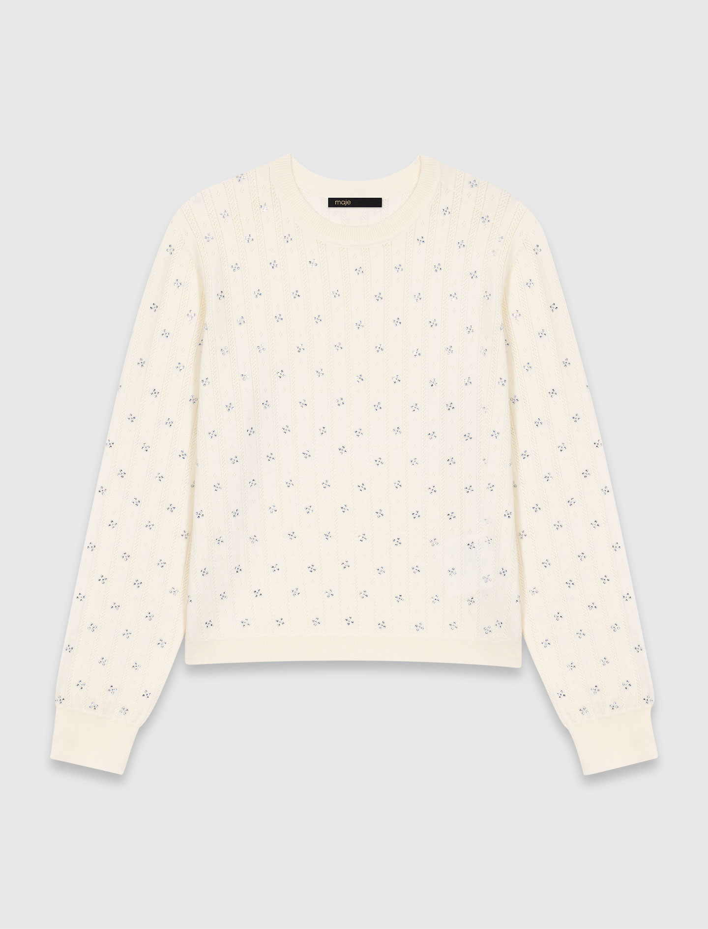 Rhinestone front cardigan - Ecru