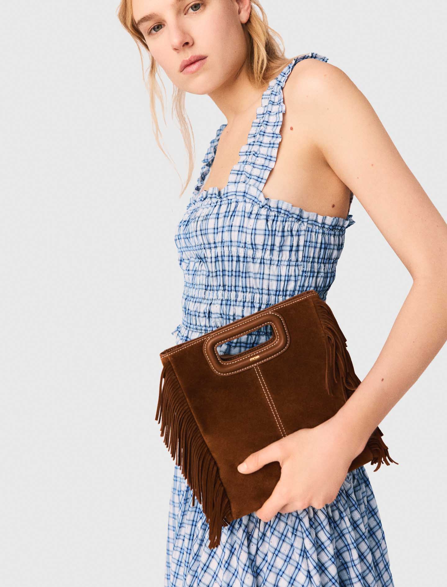 Smocked rhinestone cotton top - Blue