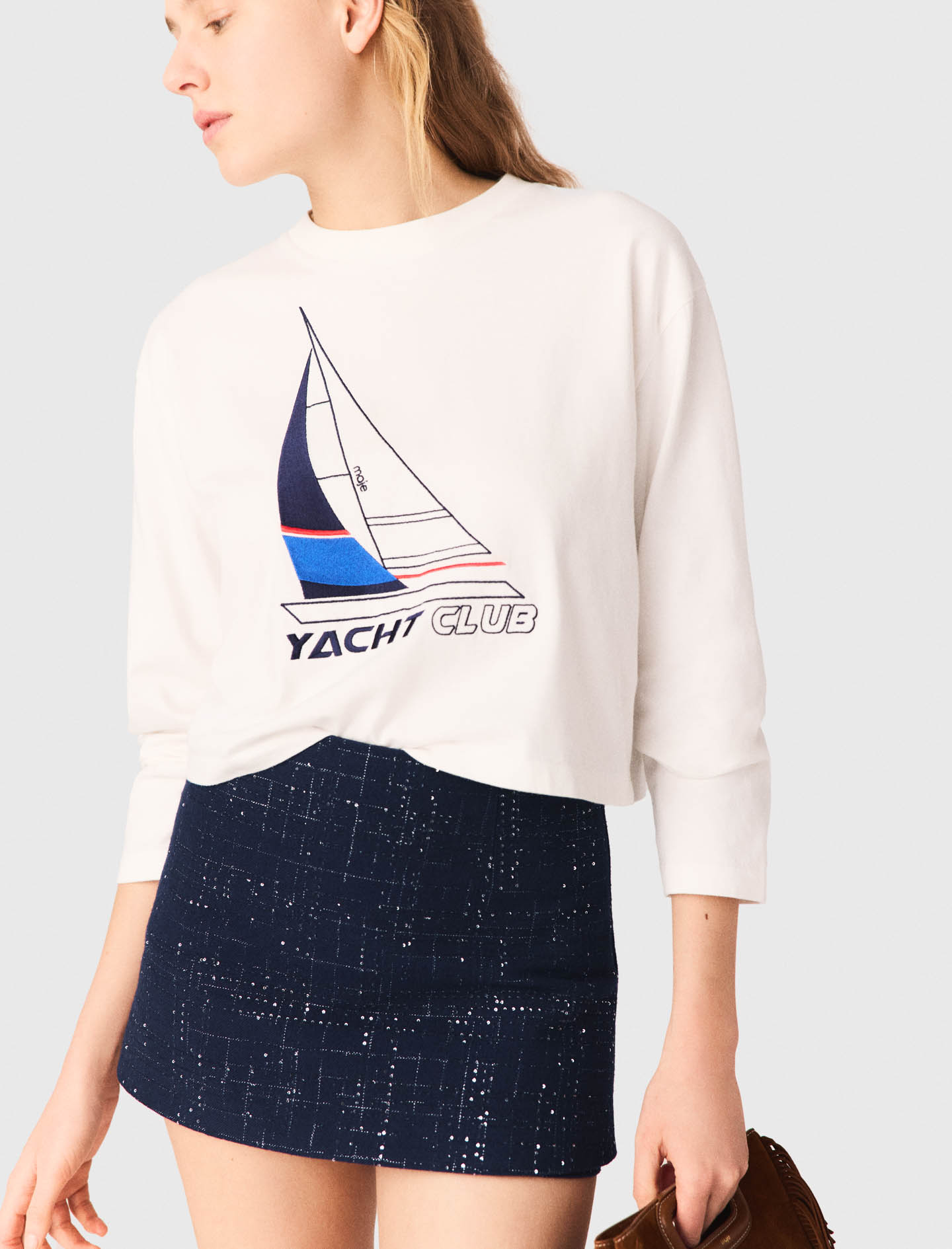 Boat print T shirt - White