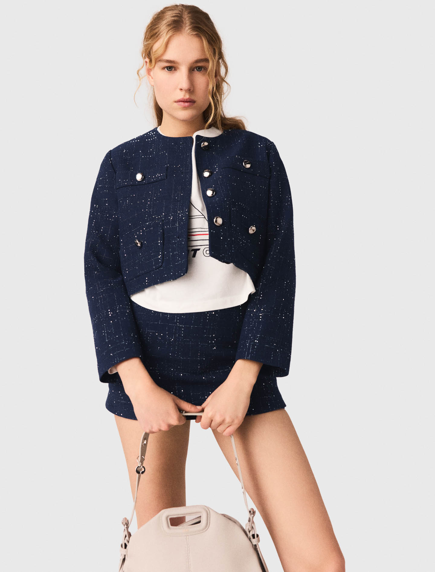 Short jacket with patch pockets - Navy