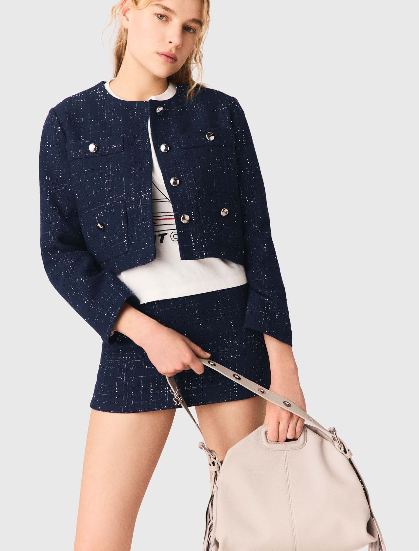 Short jacket with patch pockets - Navy