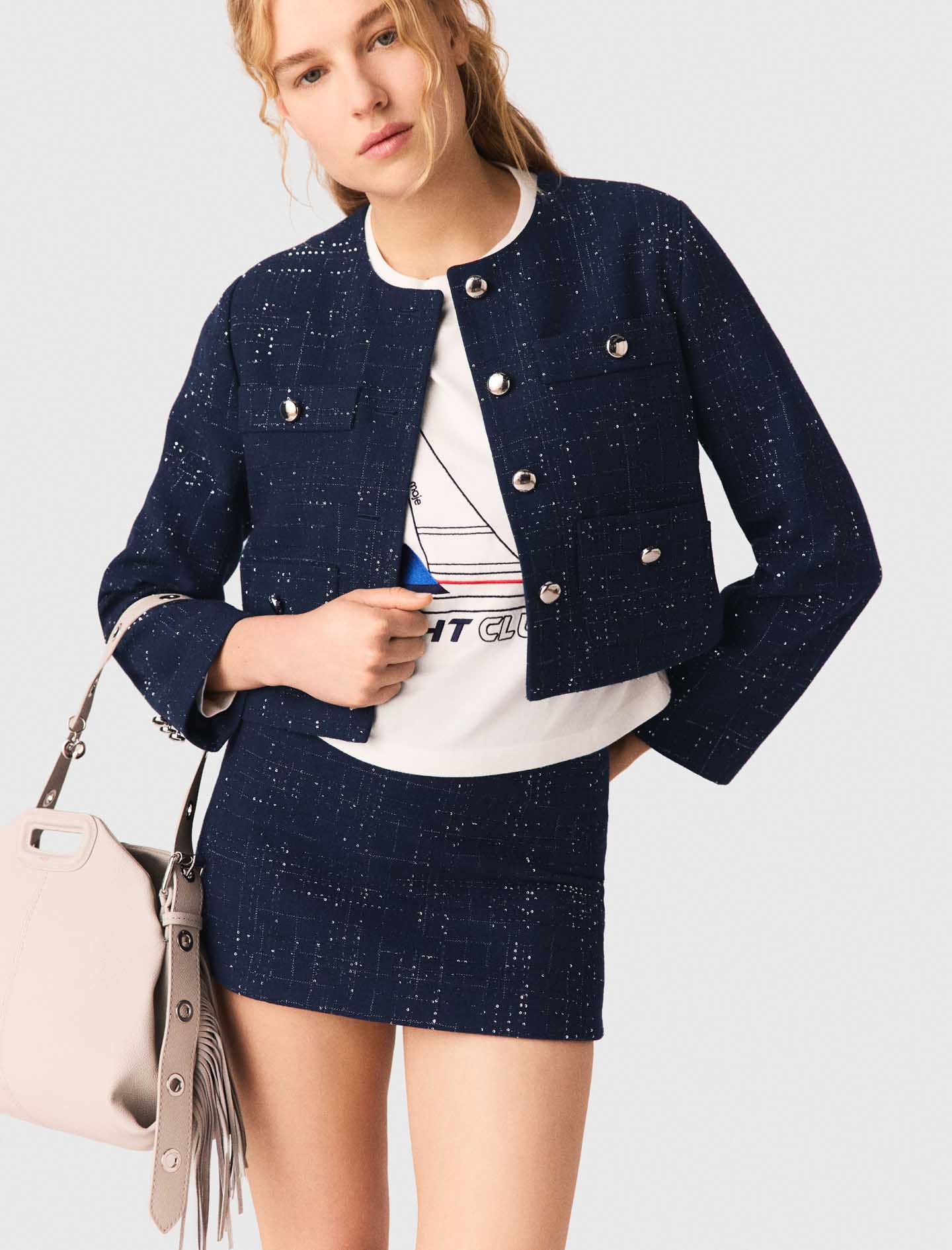 Short jacket with patch pockets - Navy