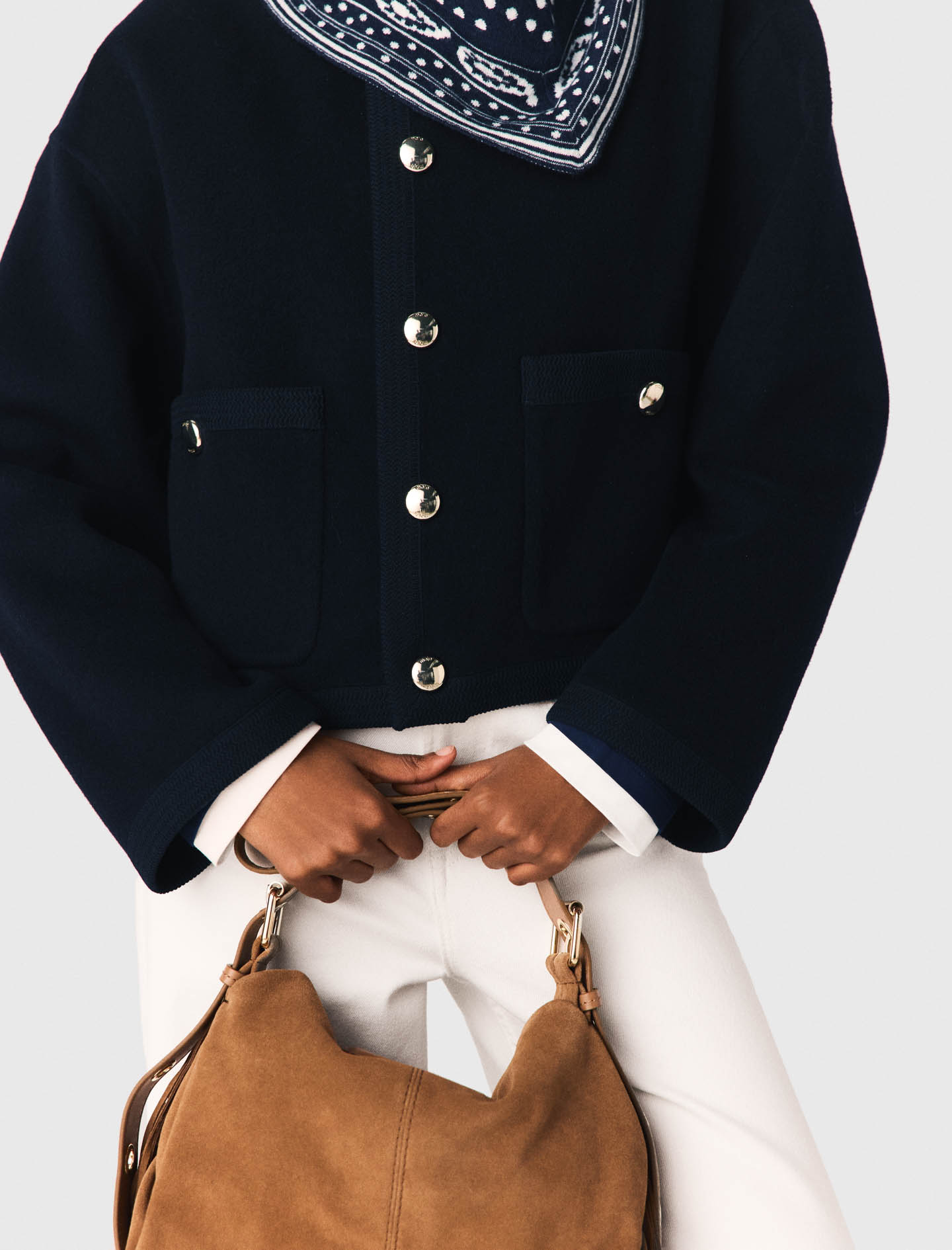 Double faced jacket, braided trim - Navy