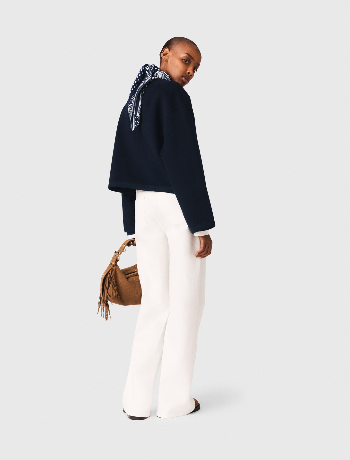 Double faced jacket, braided trim - Navy