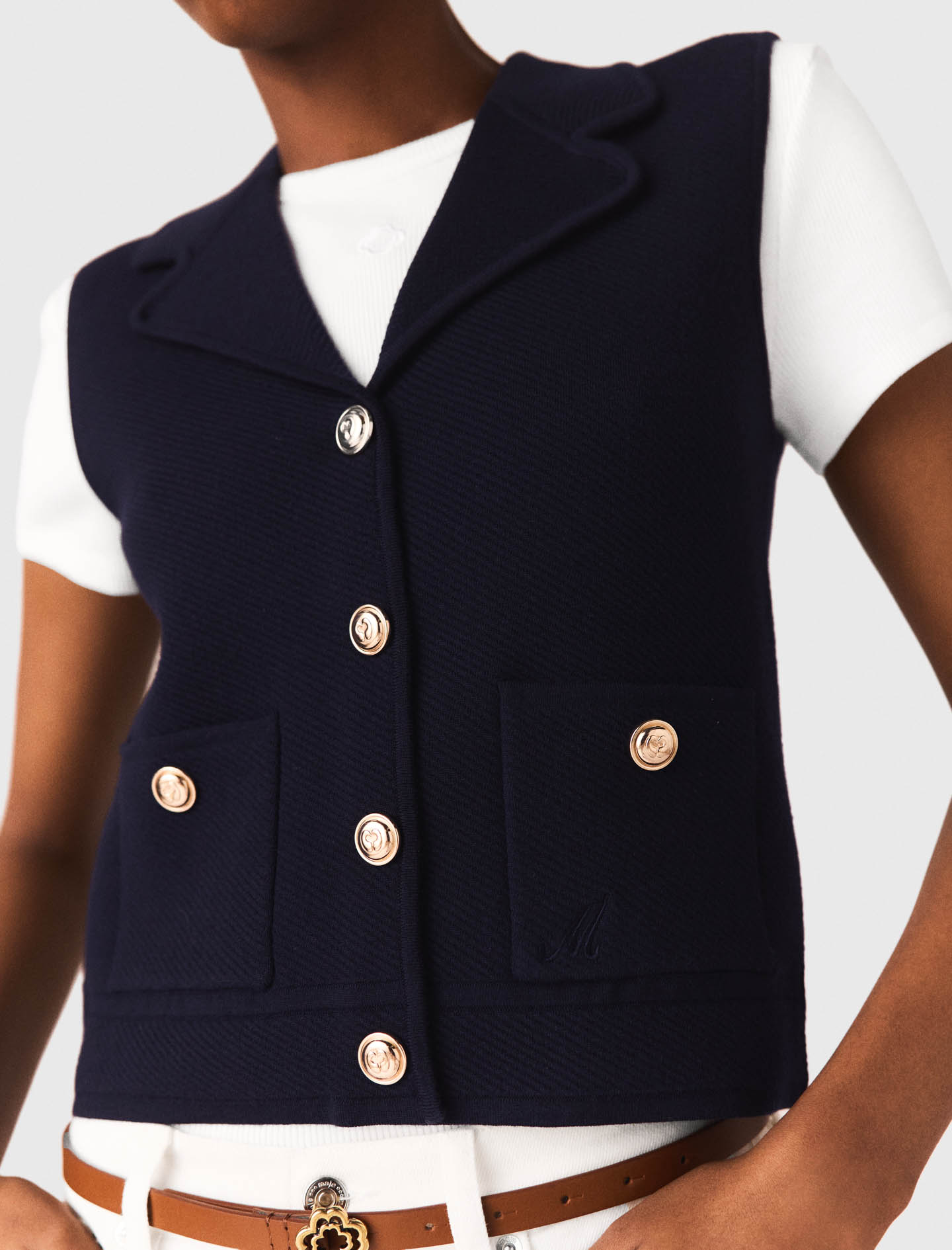 Polo knit cardigan - Navy