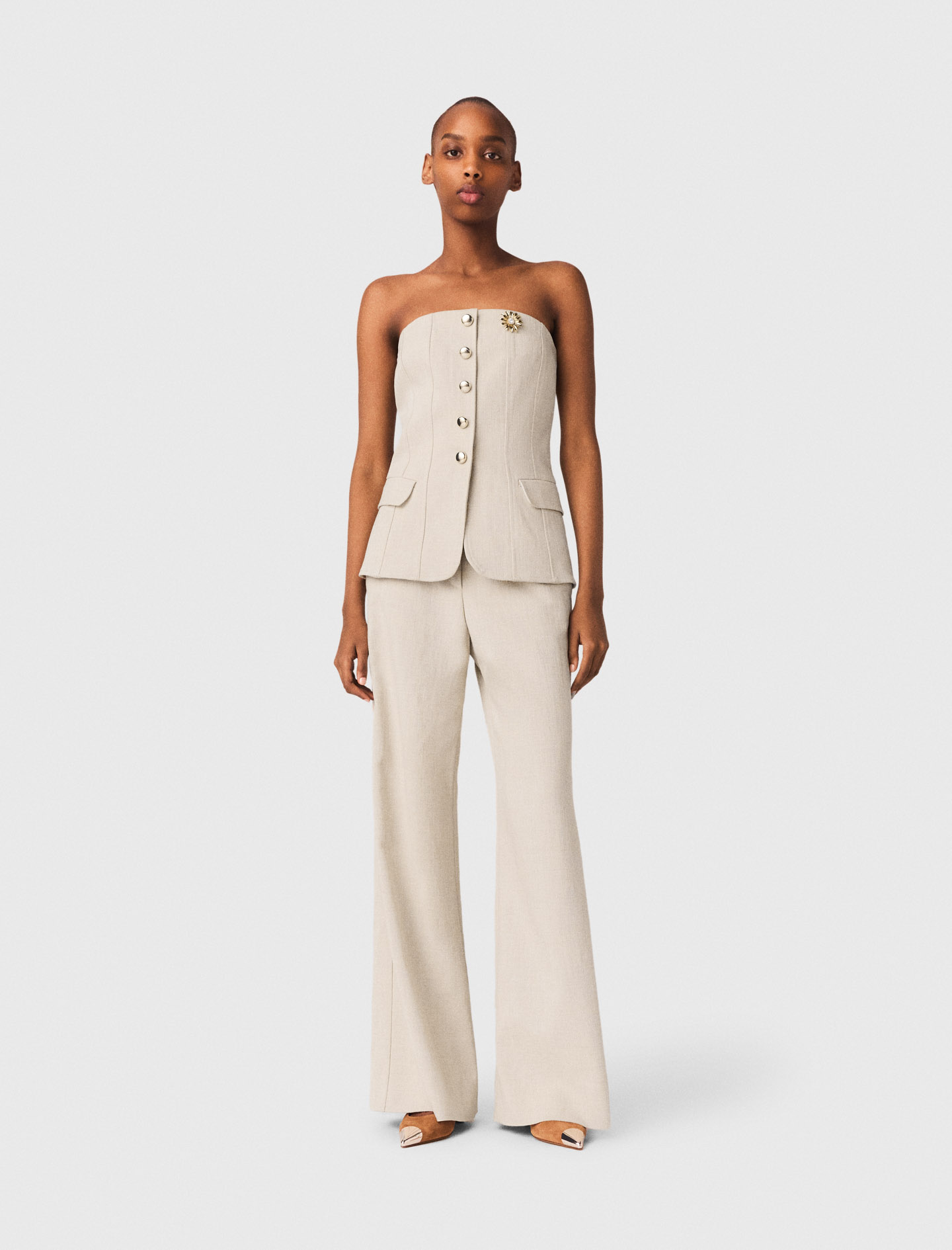 Tailored bustier top Beige | Maje