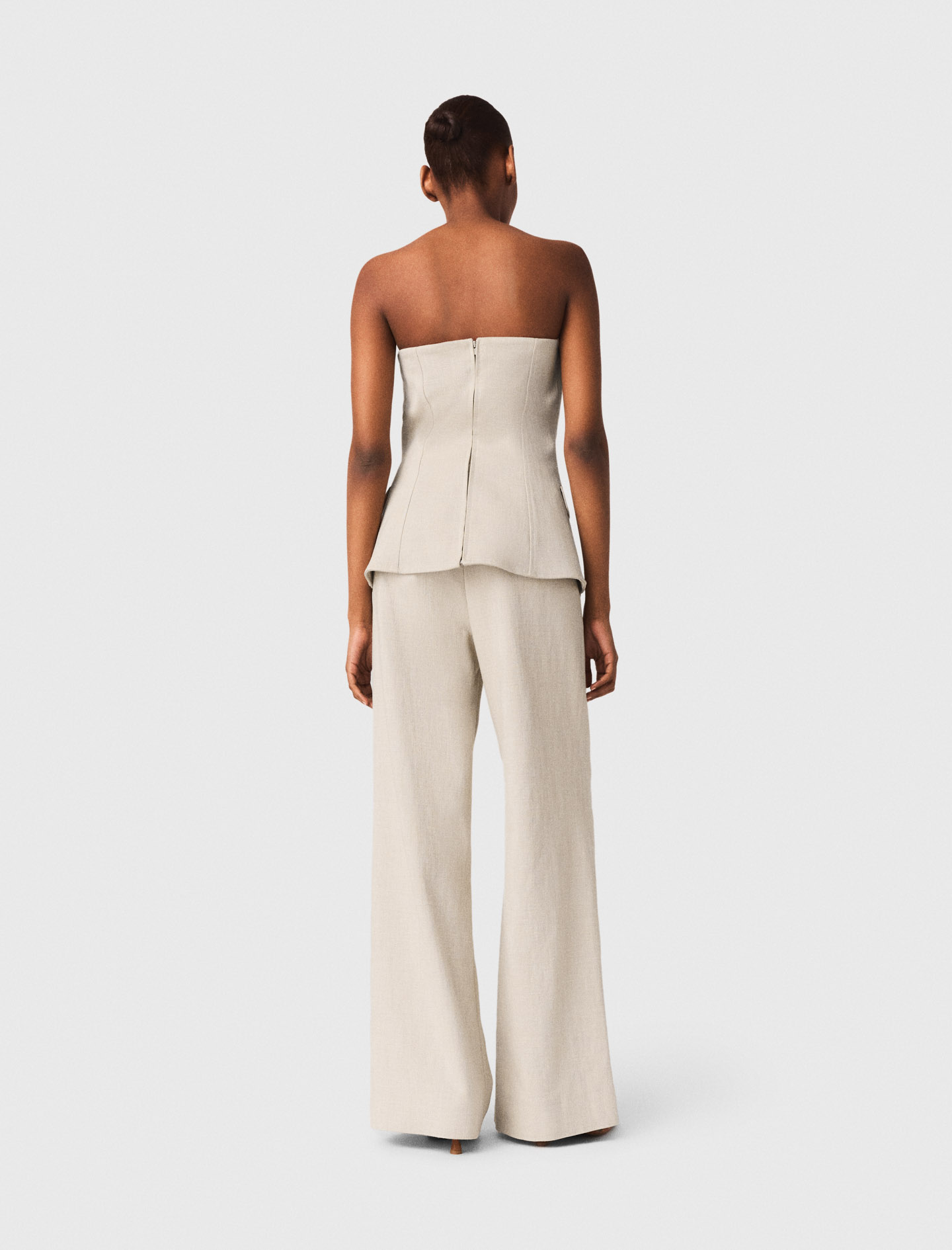 Tailored bustier top - Beige