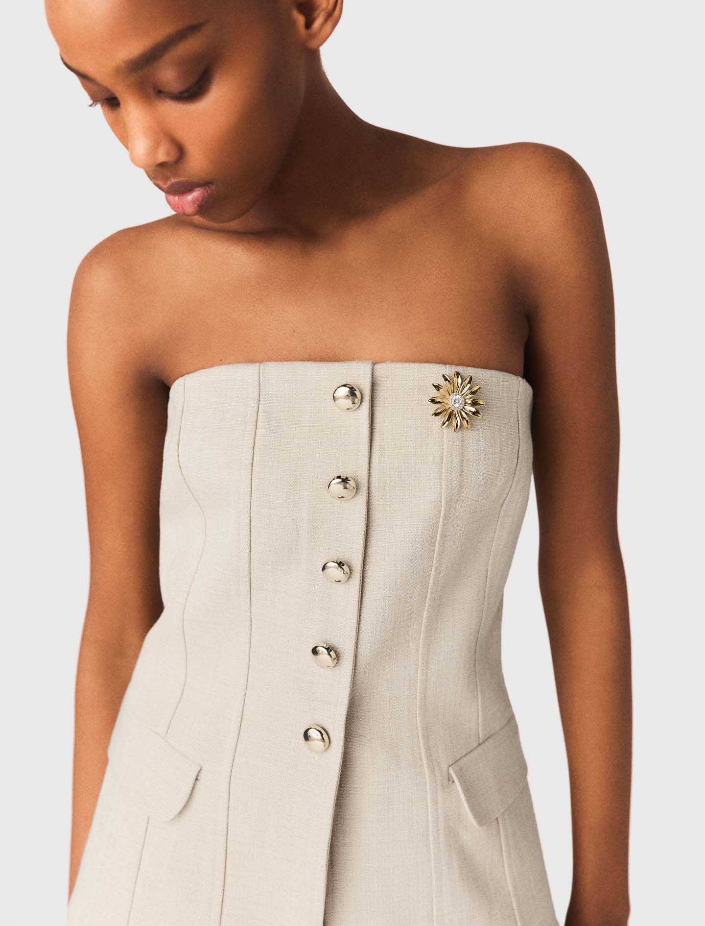 Tailored bustier top Beige | Maje