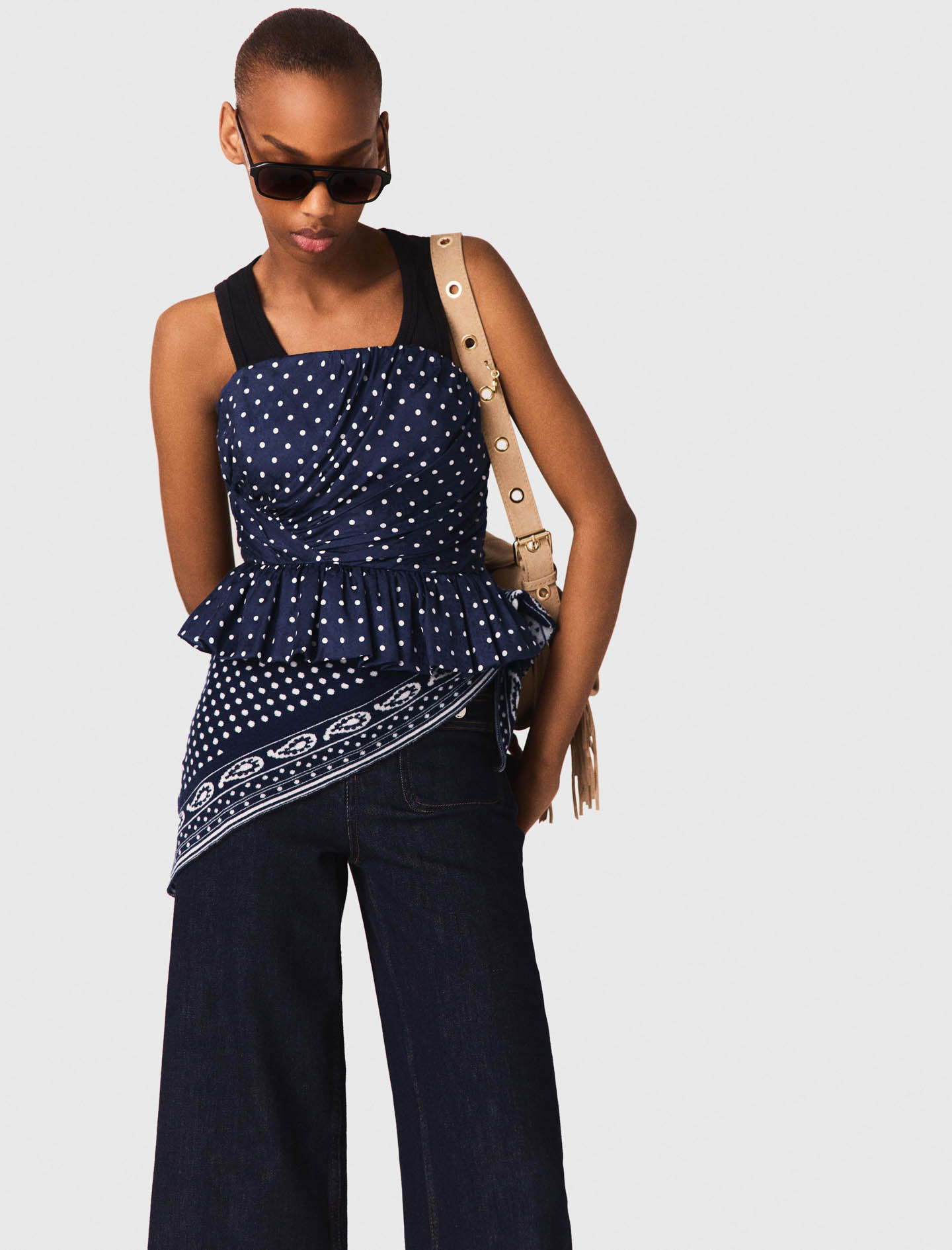 Patterned bustier top - Navy