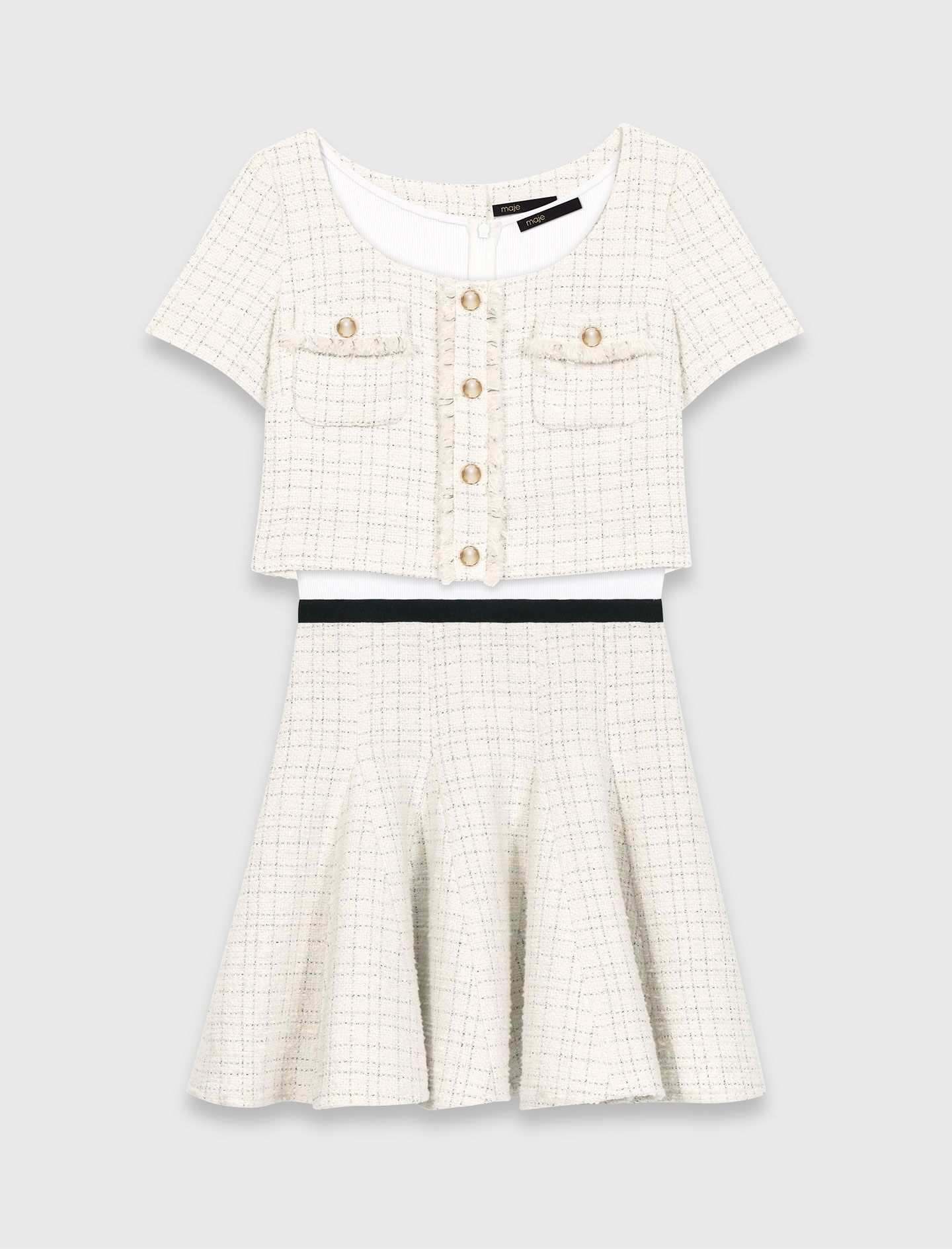 Tweed 2 in 1 dress - Ecru