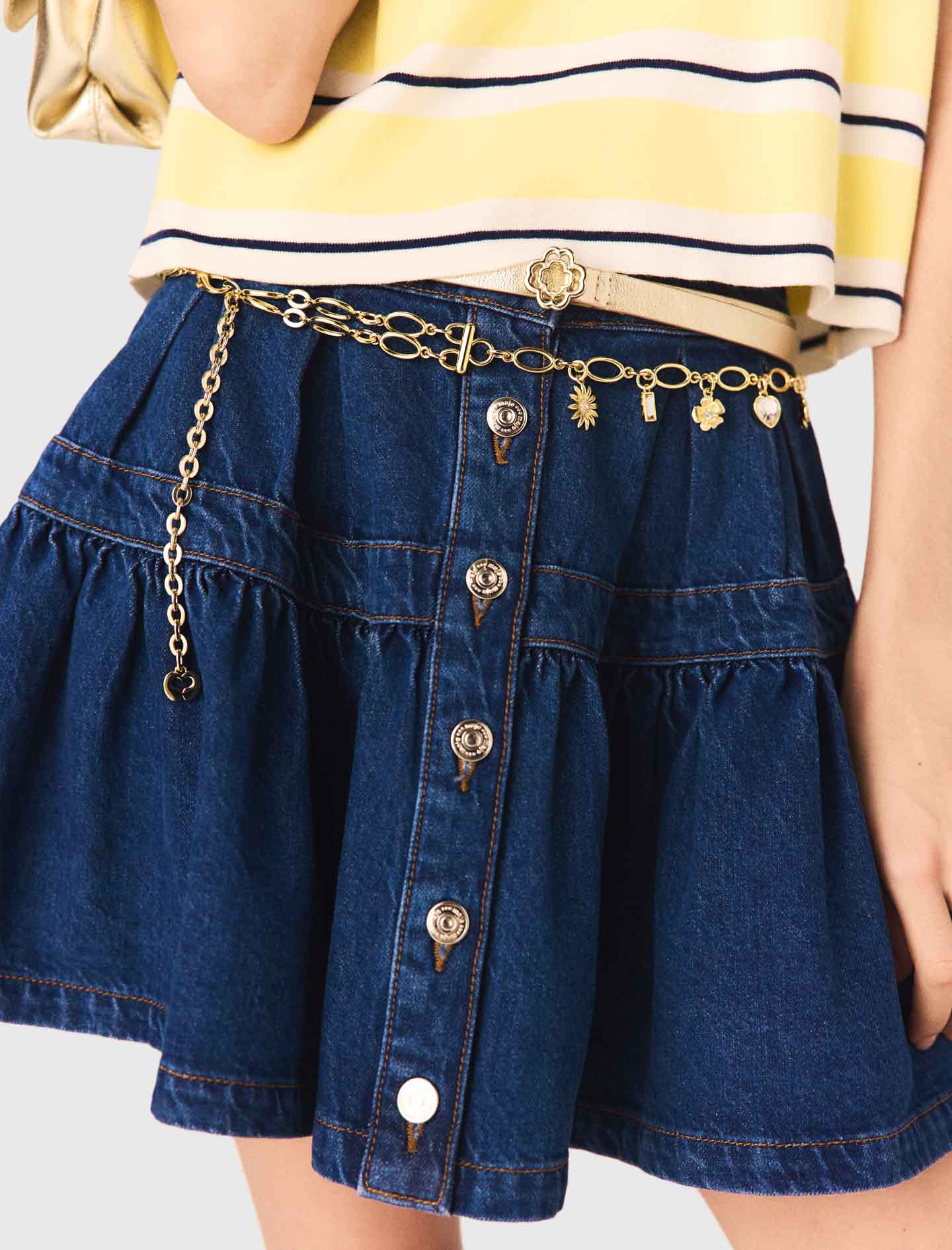 Double chain belt with charms - Gold