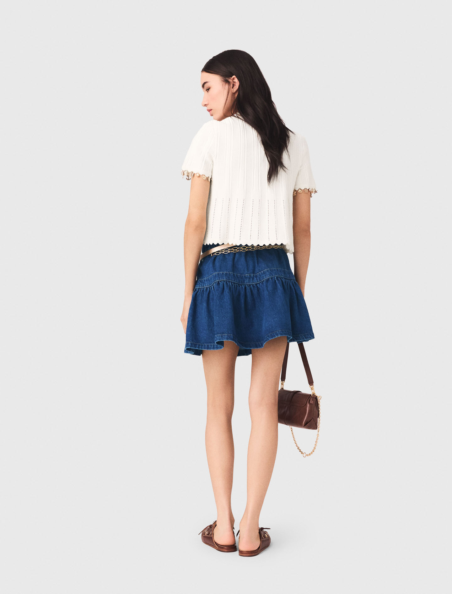 Gold jewellery cardigan - White