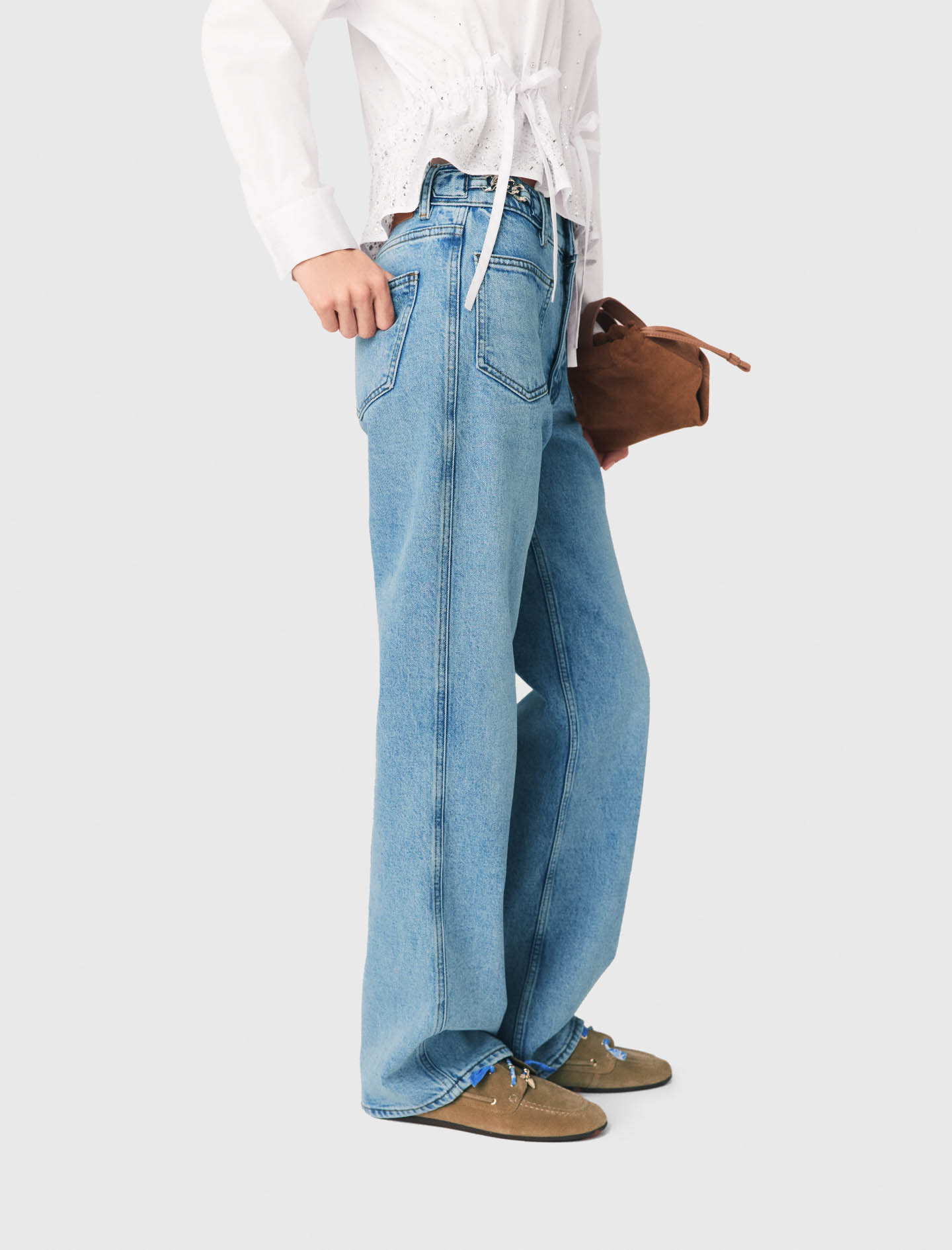 Straight jeans with chains - Blue