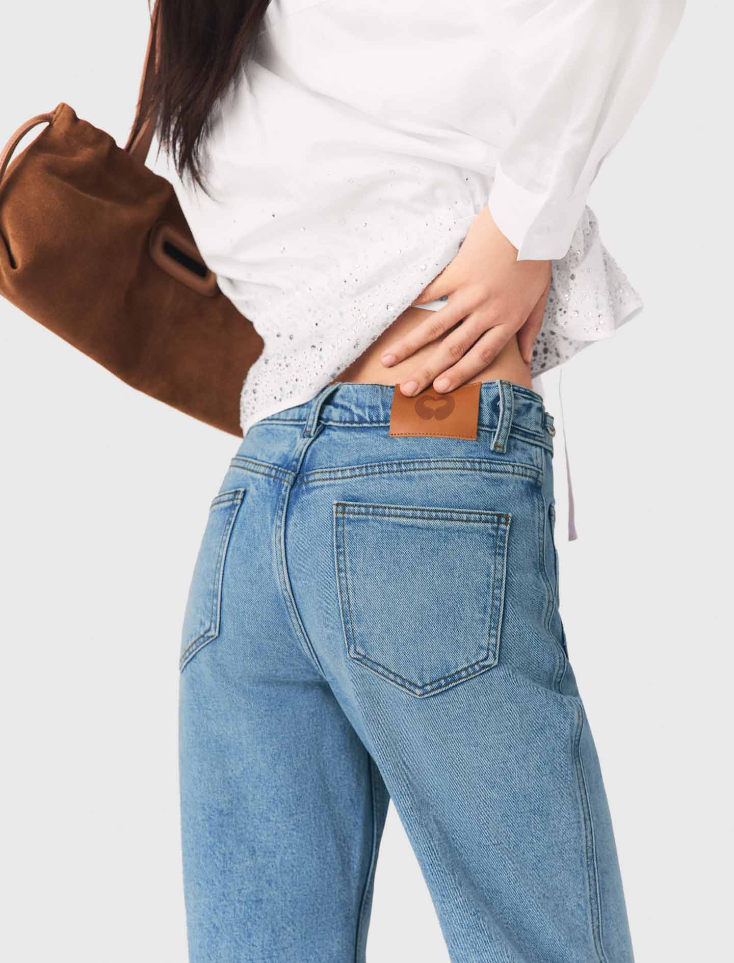 Straight jeans with chains - Blue