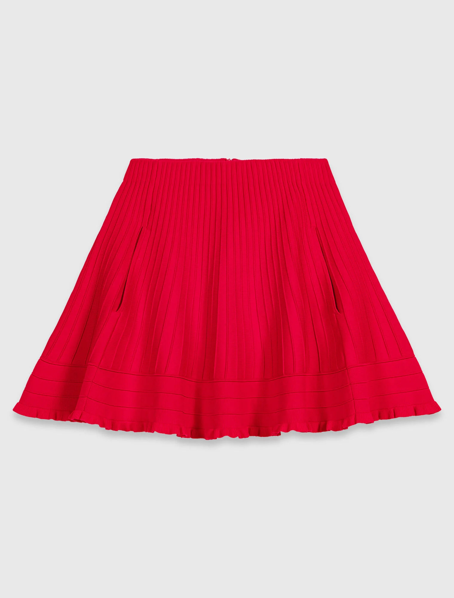 Compact knit short skirt - Red