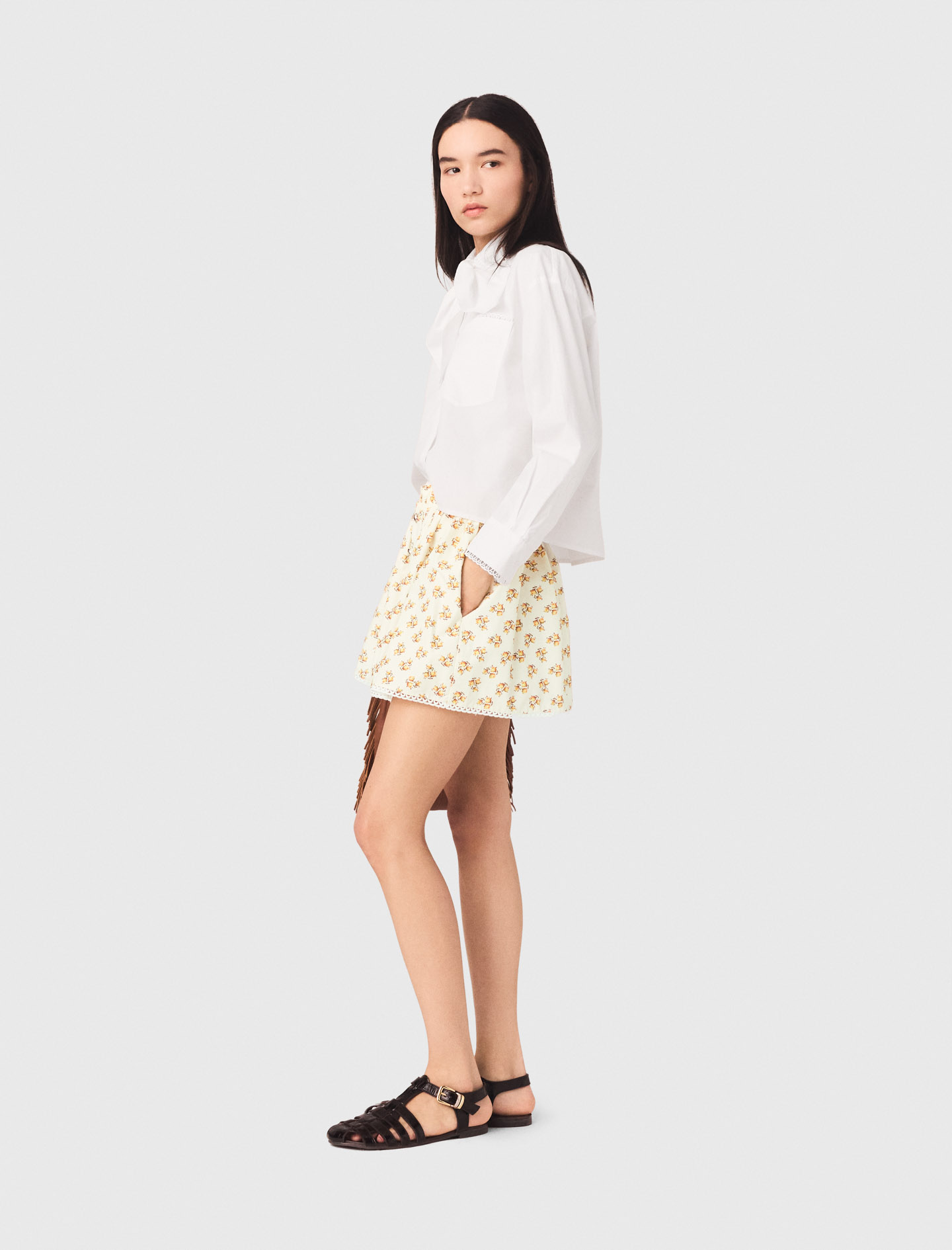 Printed skirt with rickrack trim - Yellow