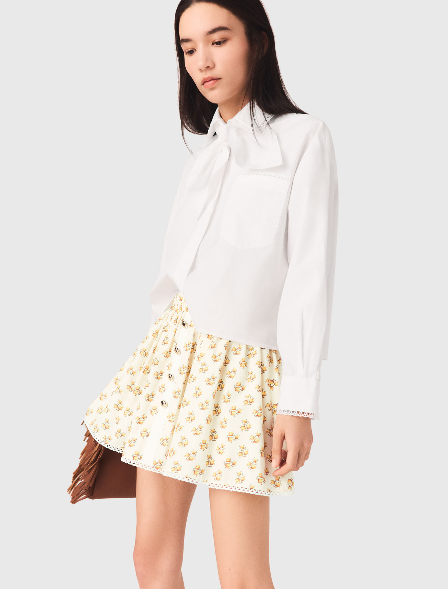 Printed skirt with rickrack trim - Yellow