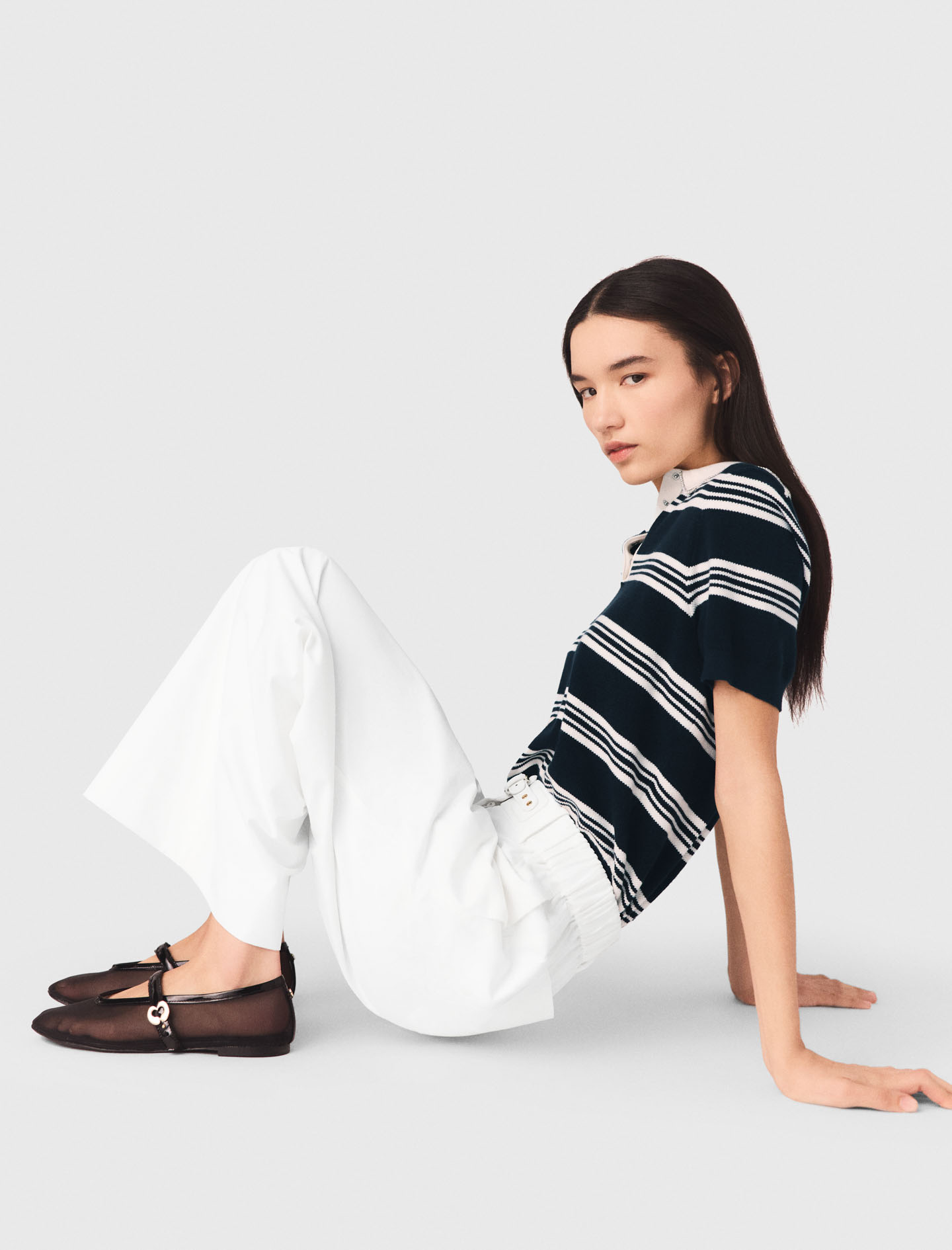 Wide leg cotton trousers - White