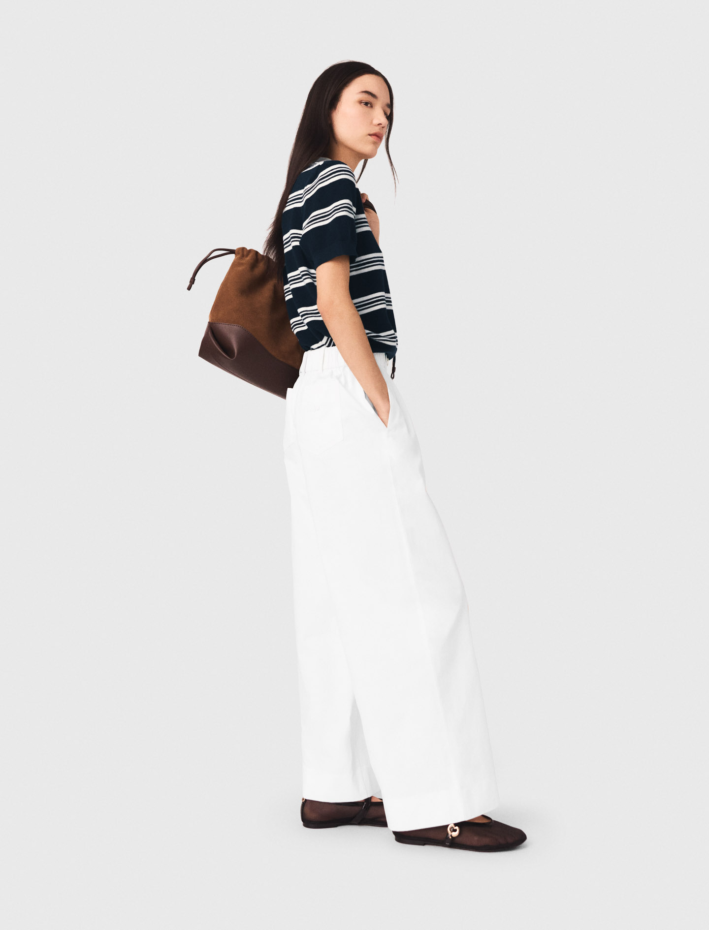 Wide leg cotton trousers - White