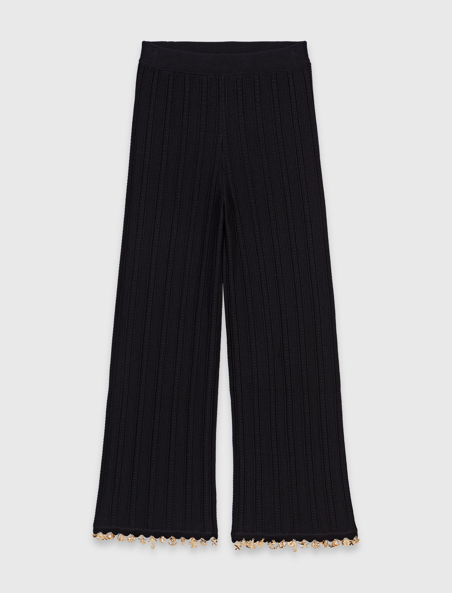 Jewelled knit trousers - Black