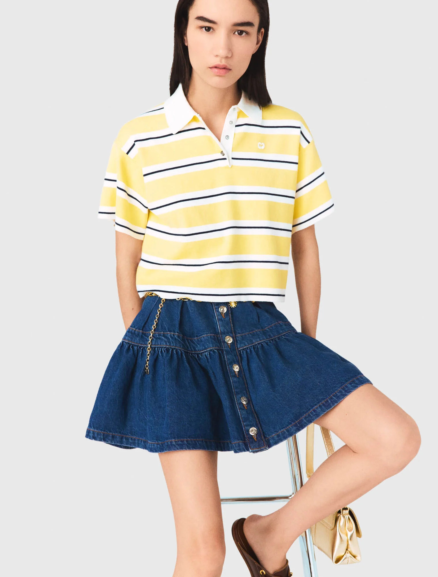 Striped short sleeve polo - Yellow