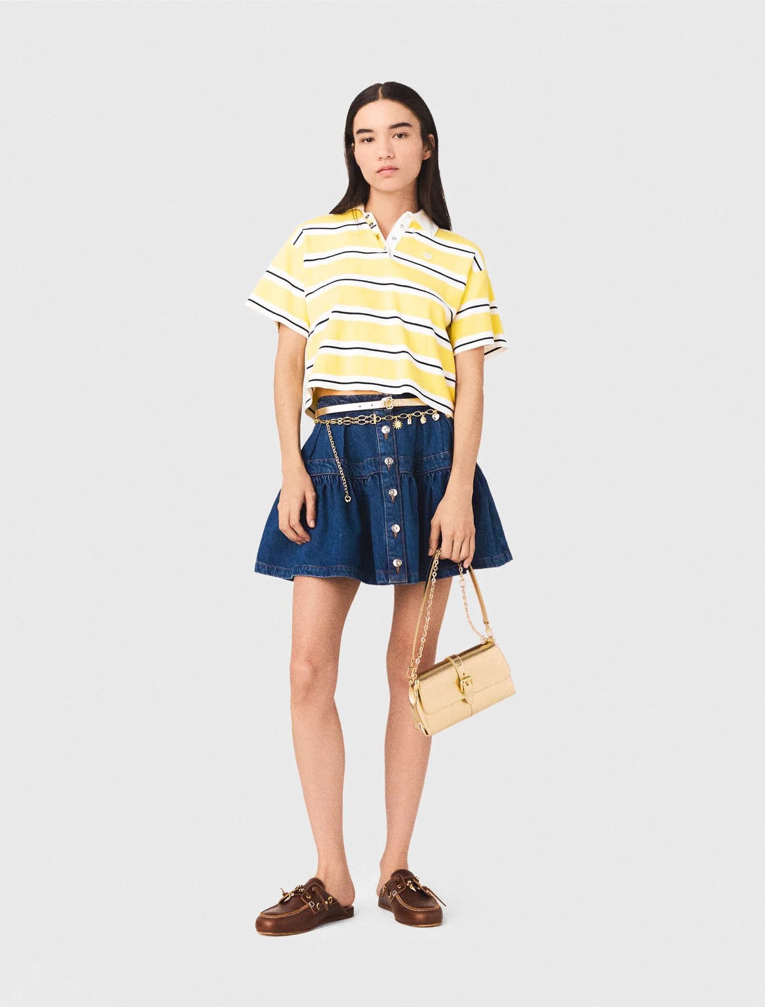 Striped short sleeve polo - Yellow