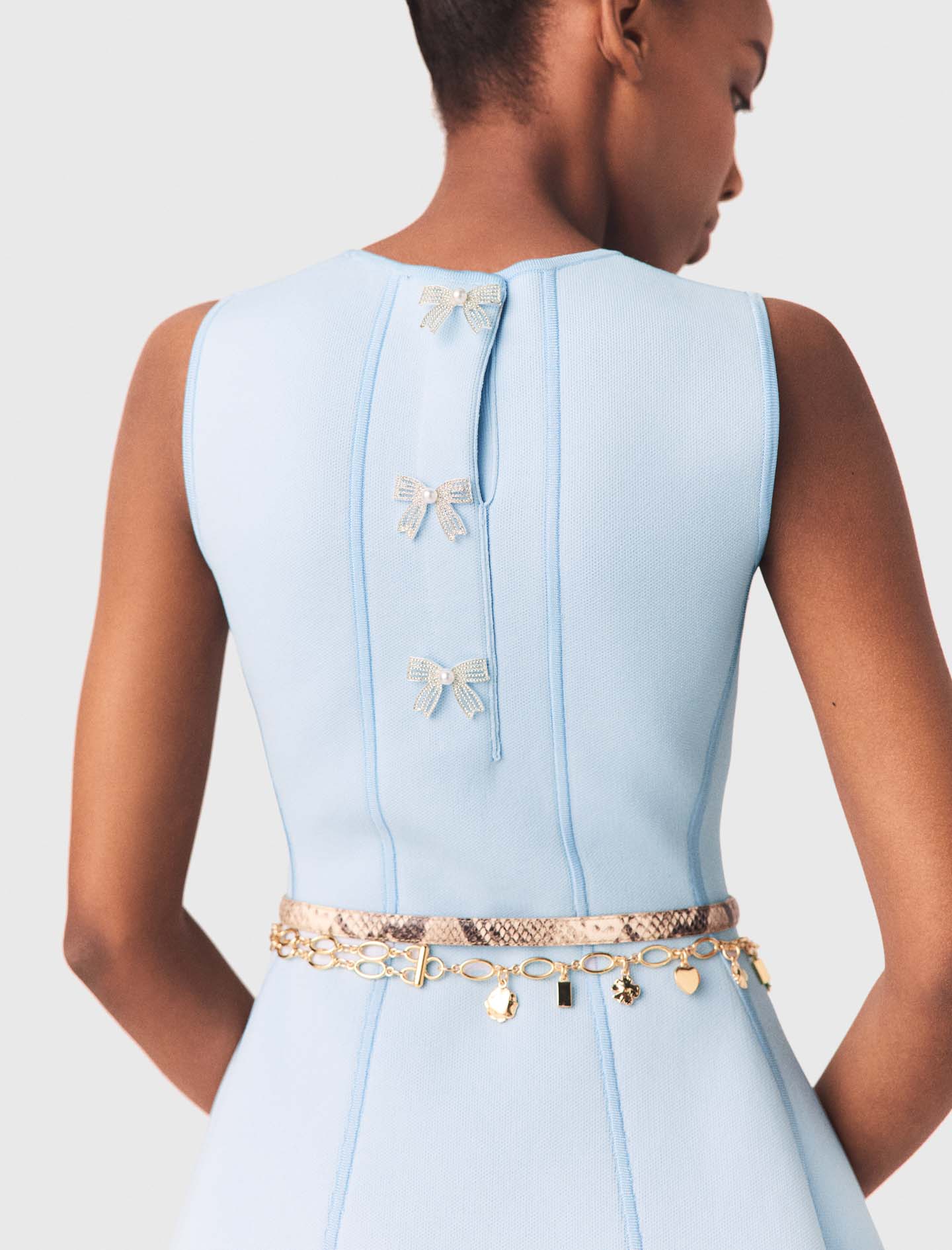 Skater dress with jewelled bows - Blue