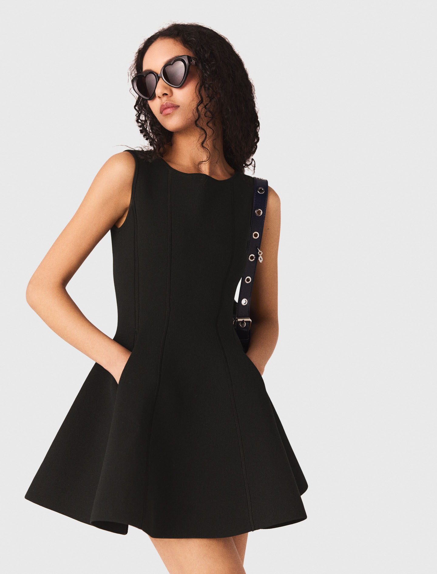 Skater dress with jewelled bows - Black