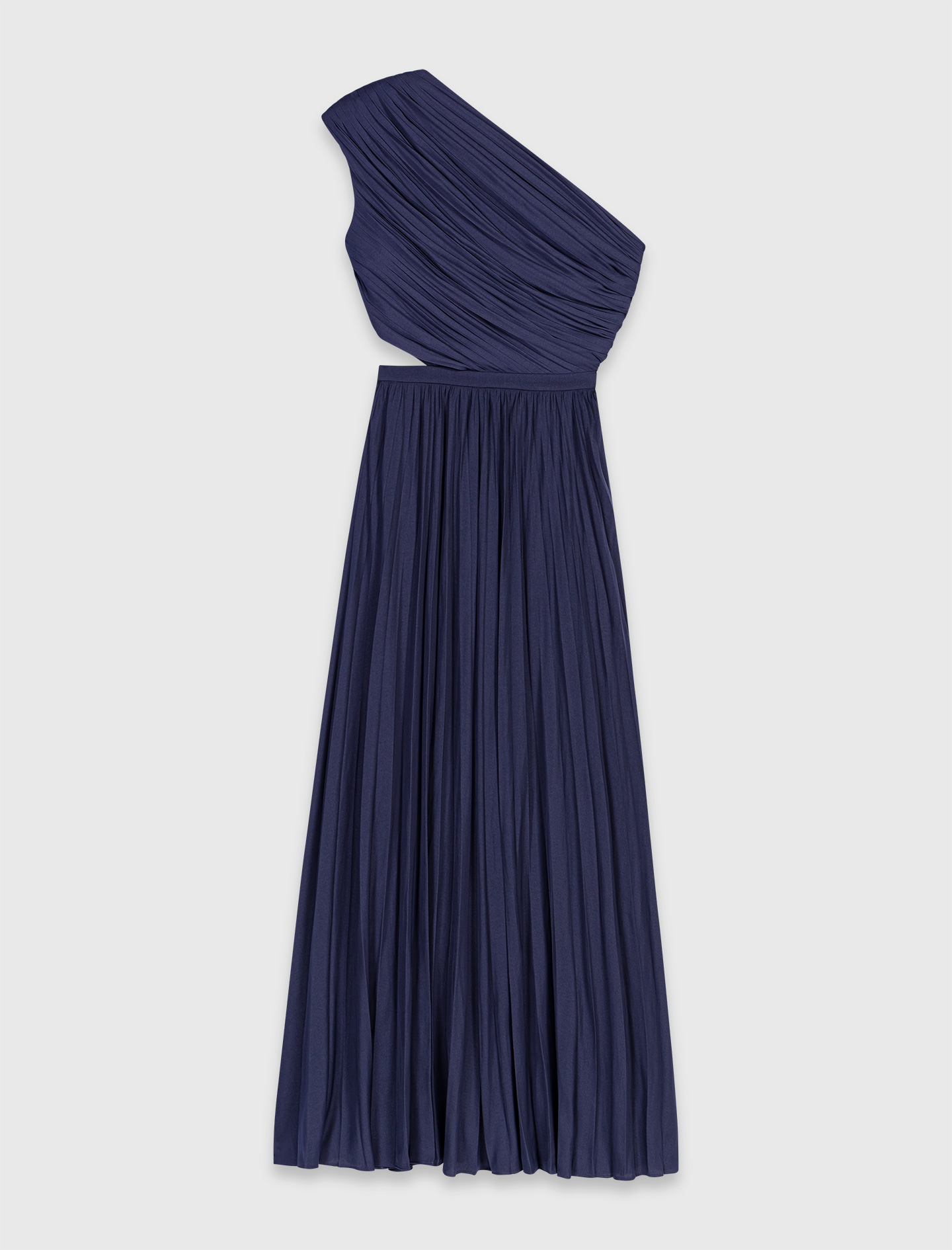 Asymmetrical pleated maxi dress - Navy