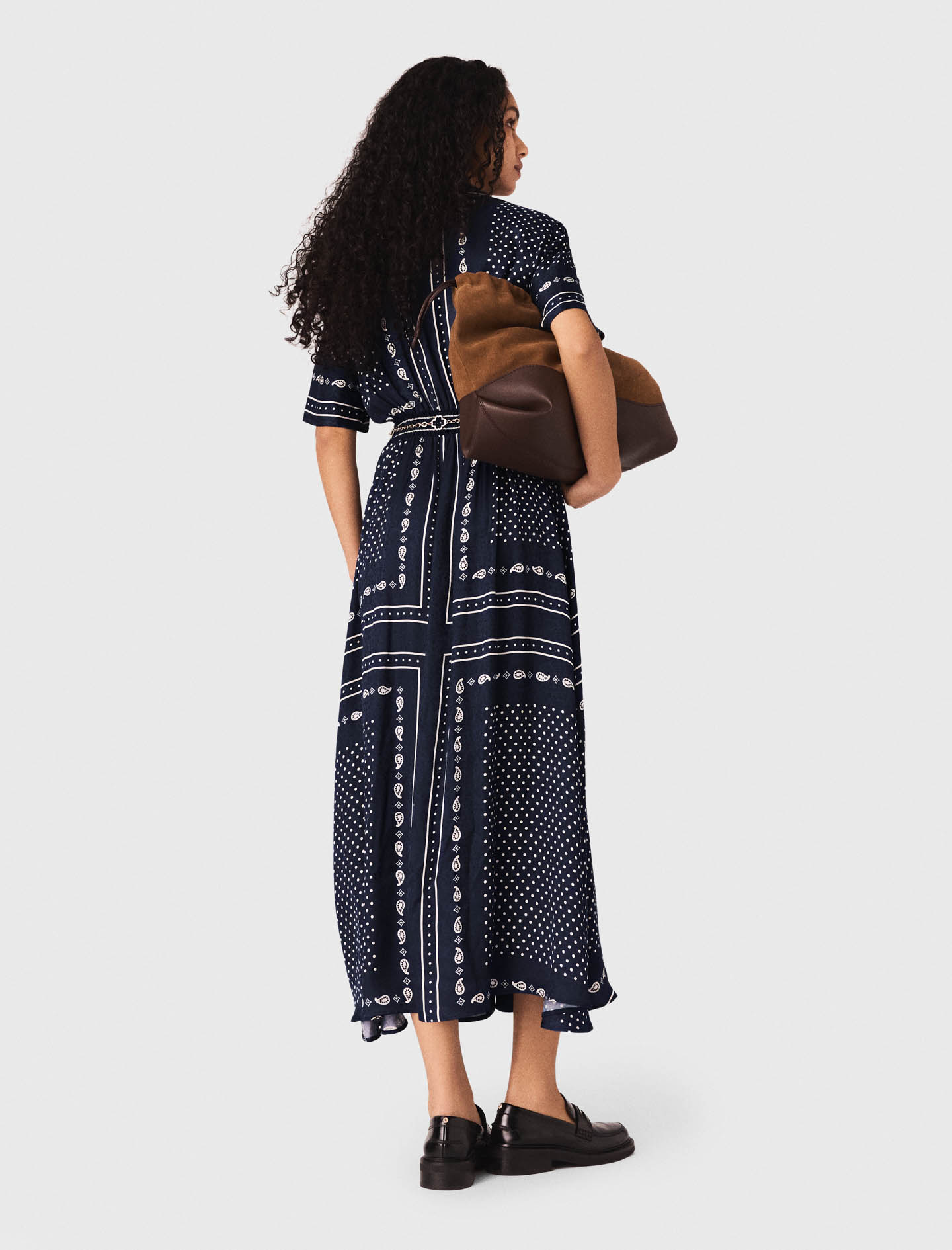 Flowy patterned maxi dress - Navy