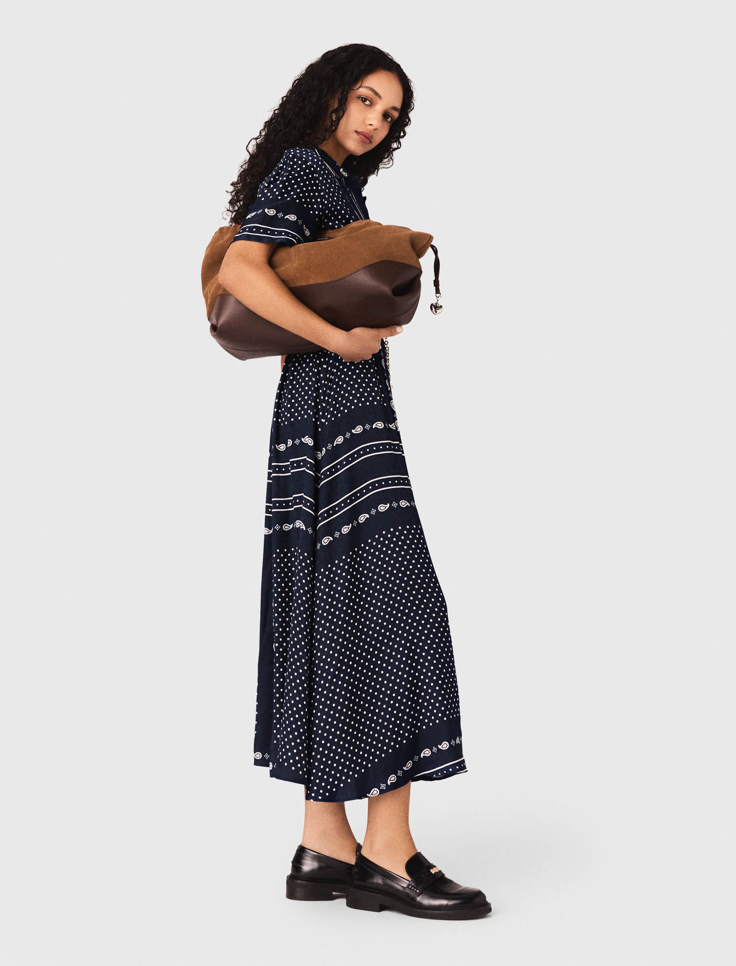 Flowy patterned maxi dress - Navy