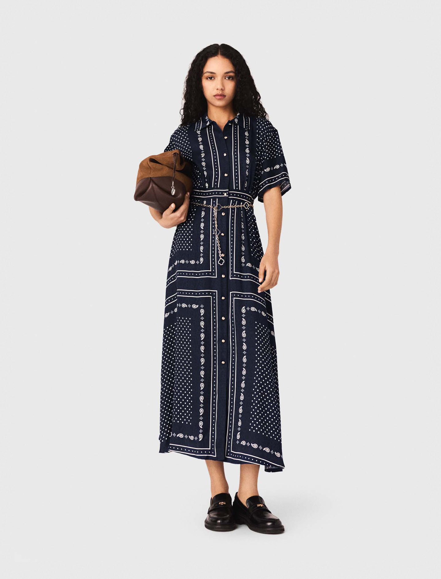 Flowy patterned maxi dress - Navy