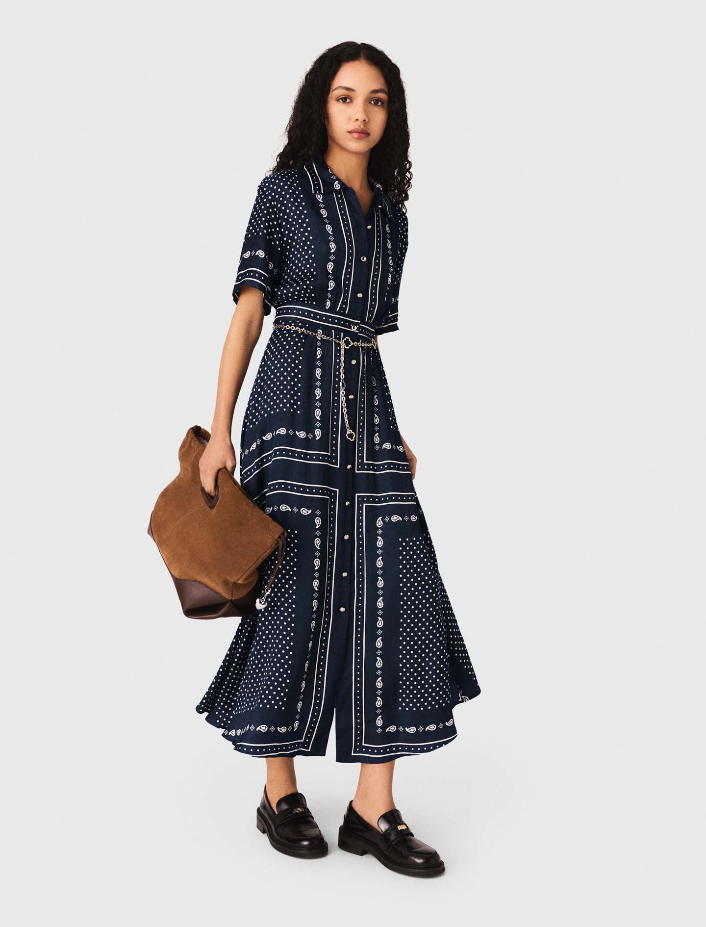 Flowy patterned maxi dress - Navy
