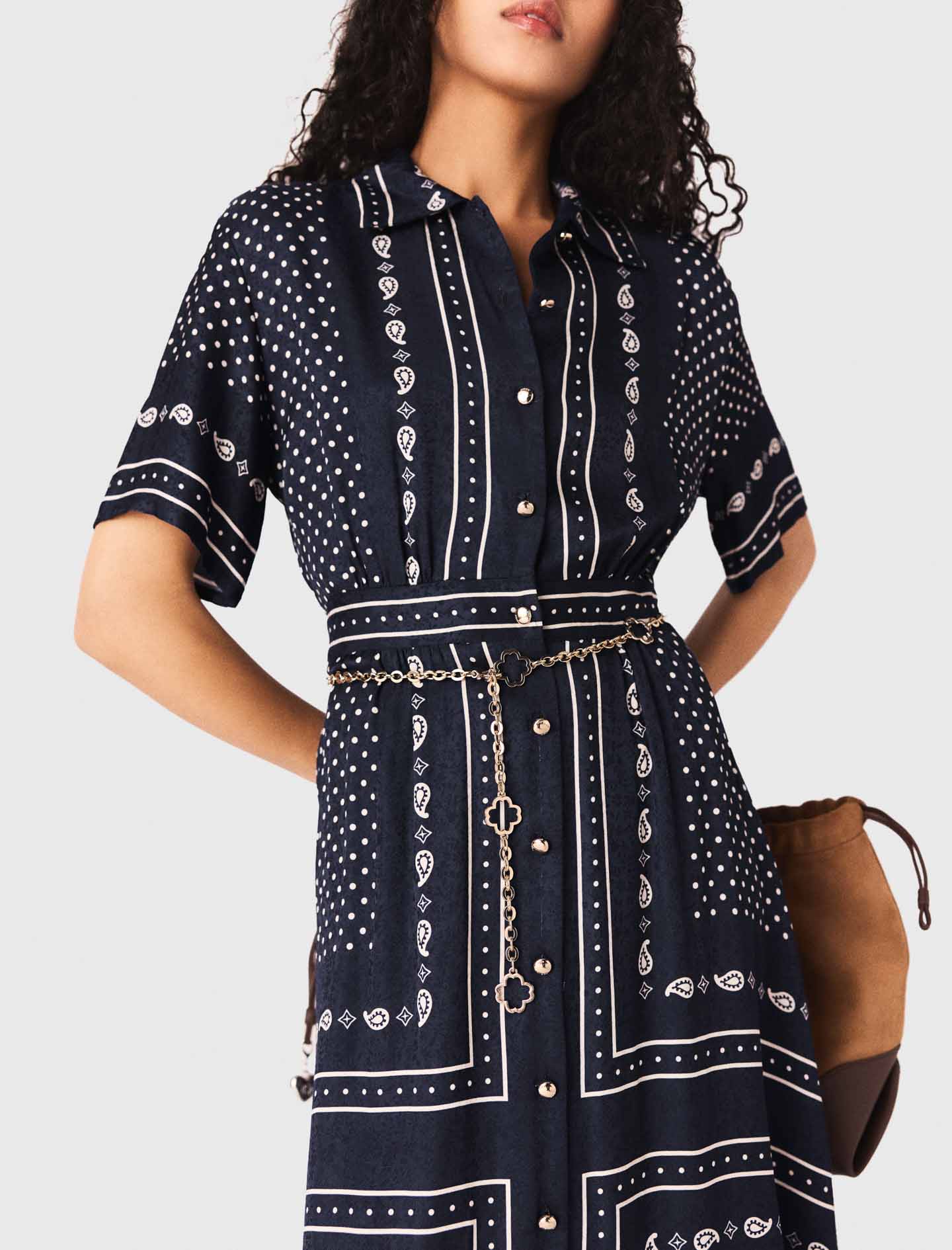 Flowy patterned maxi dress - Navy