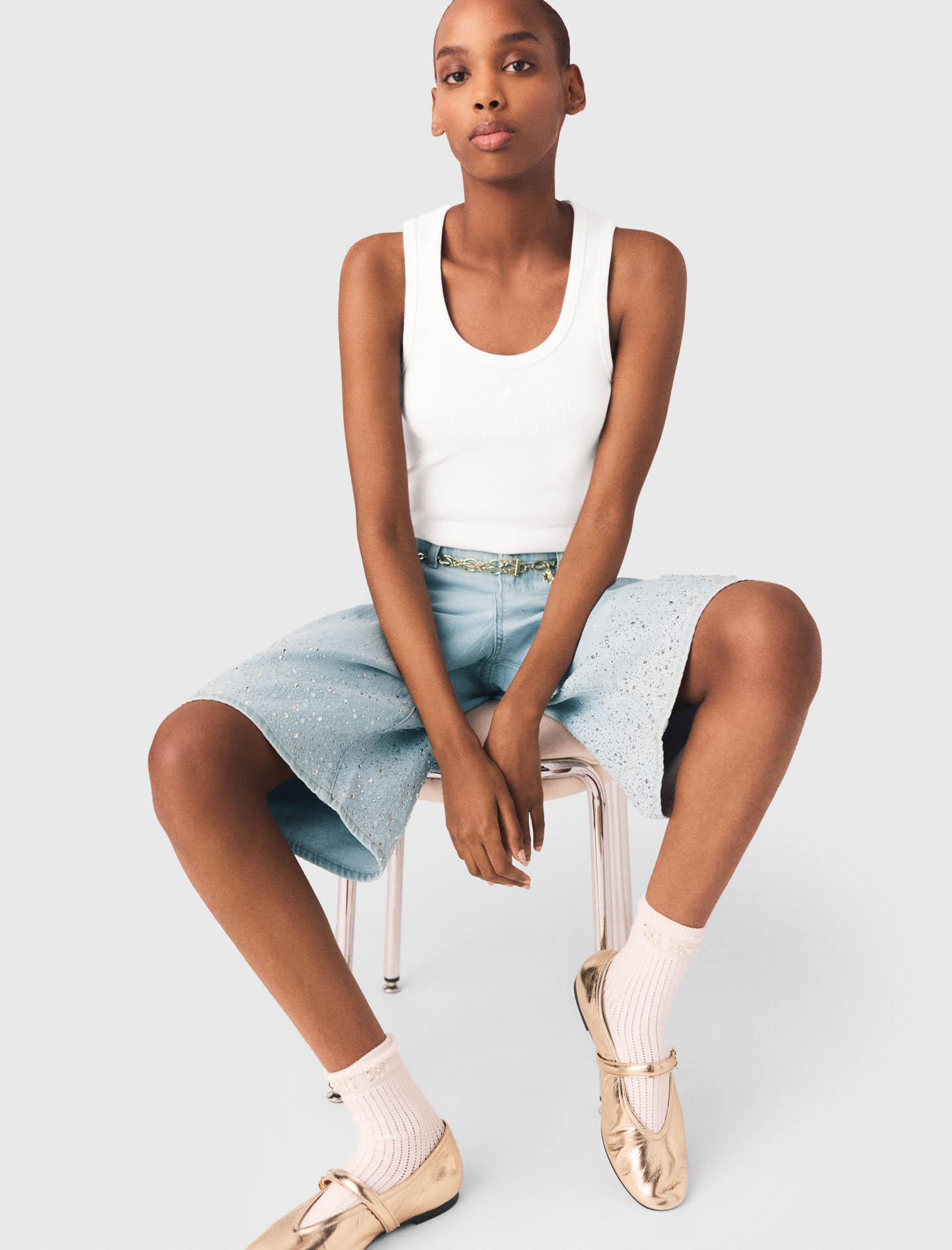 Rhinestone Bermuda shorts - Blue