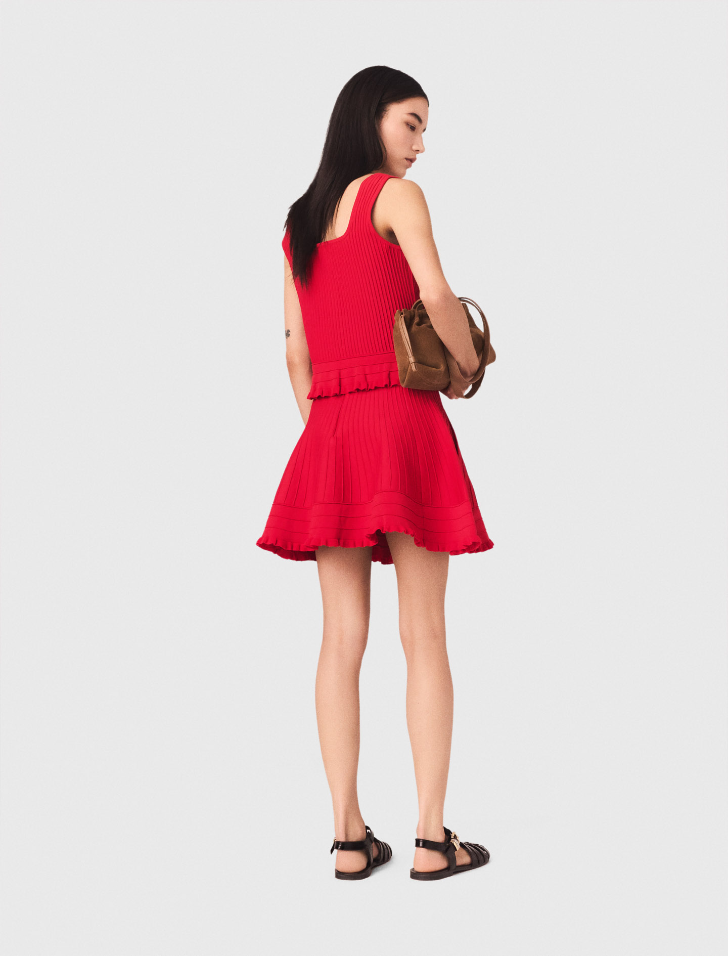 Ruffled knit top - Red