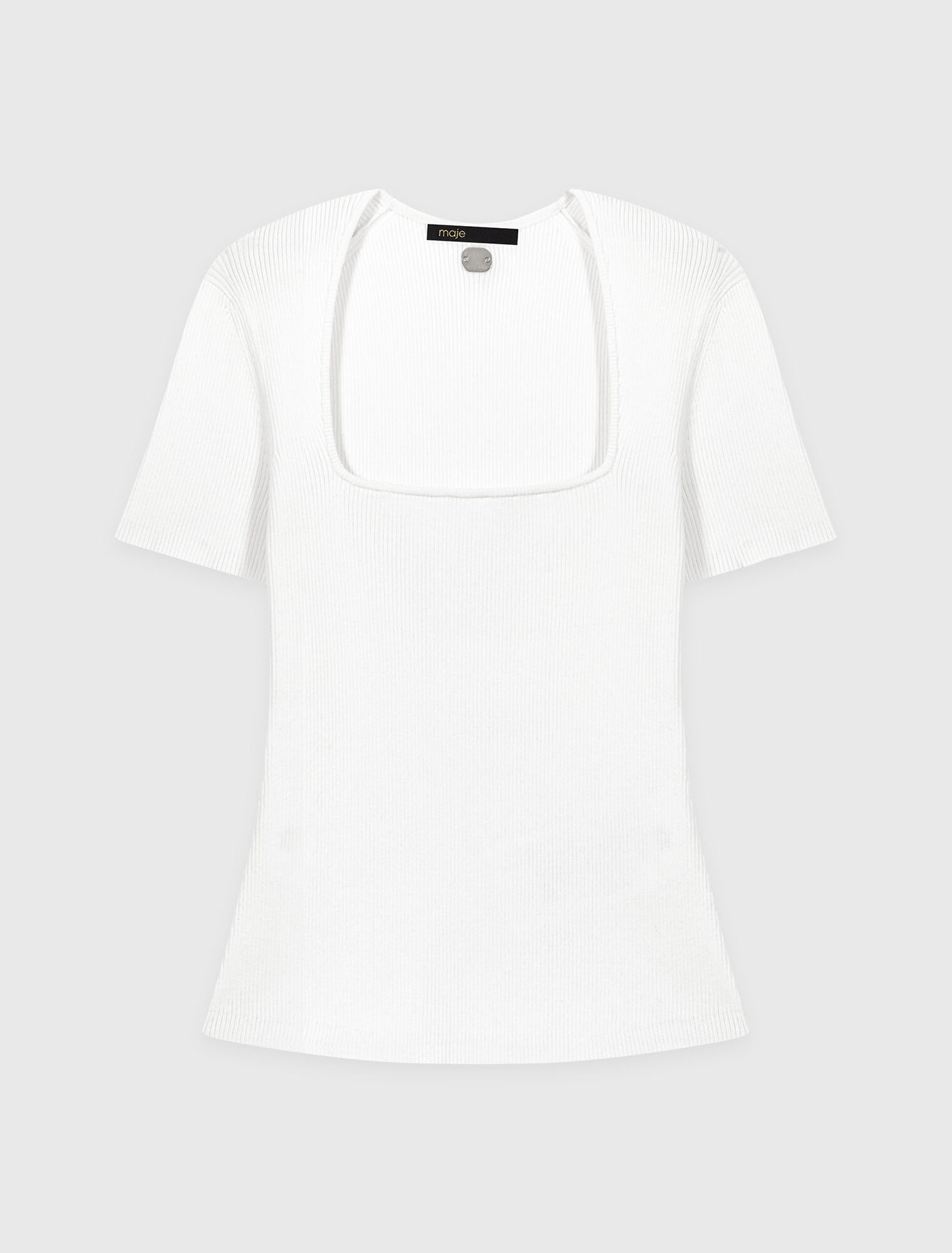 Square neck ribbed jumper - White