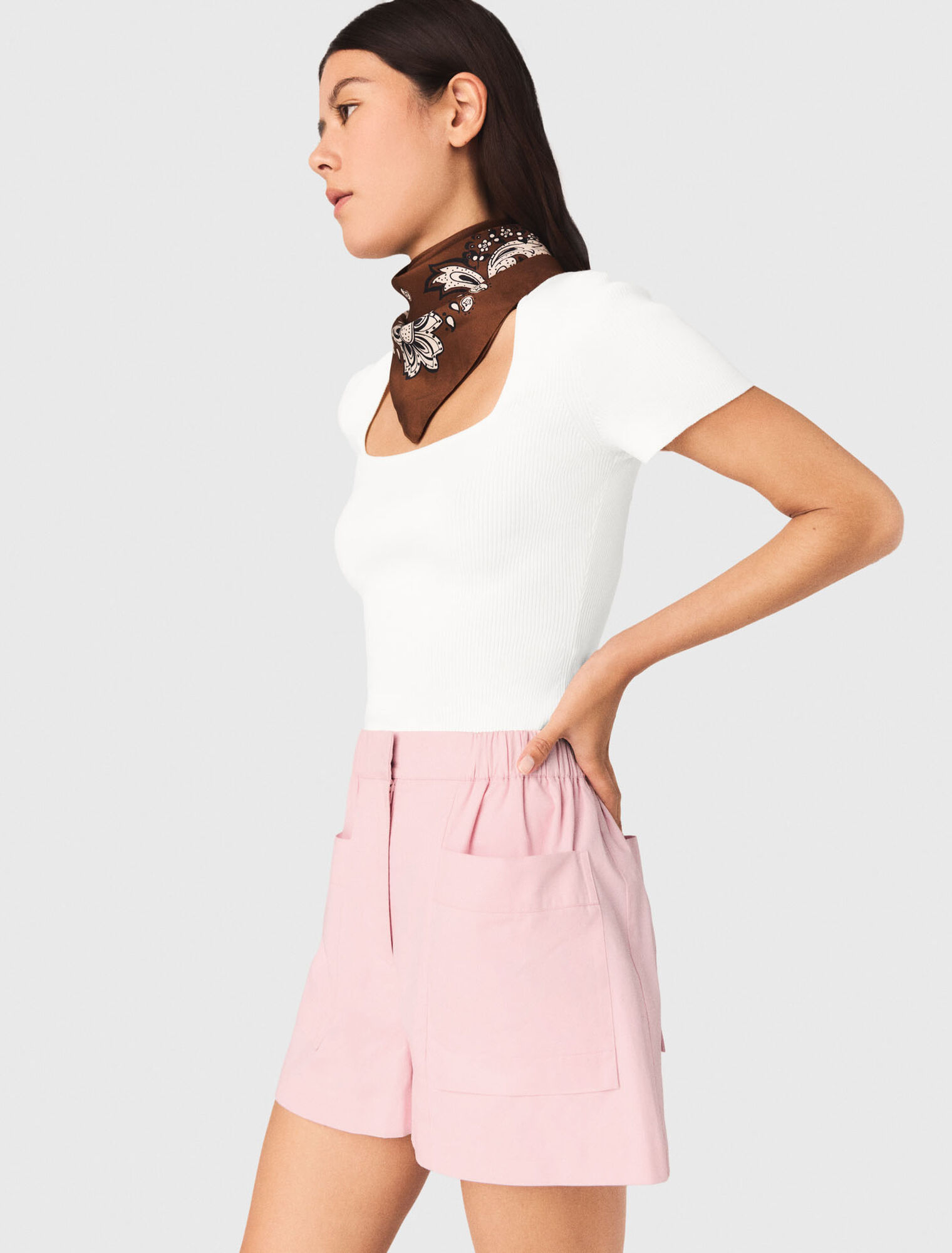 Square neck ribbed jumper - White