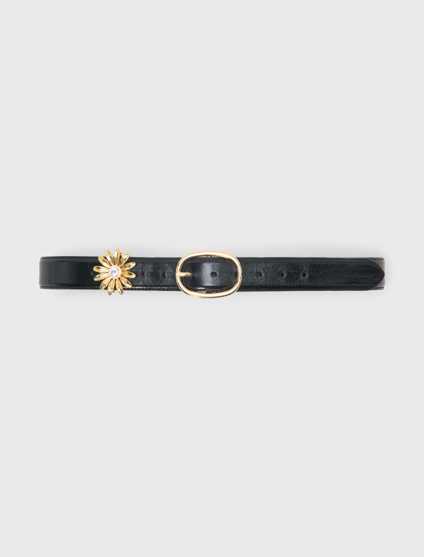 Leather belt with removable jewel - Black