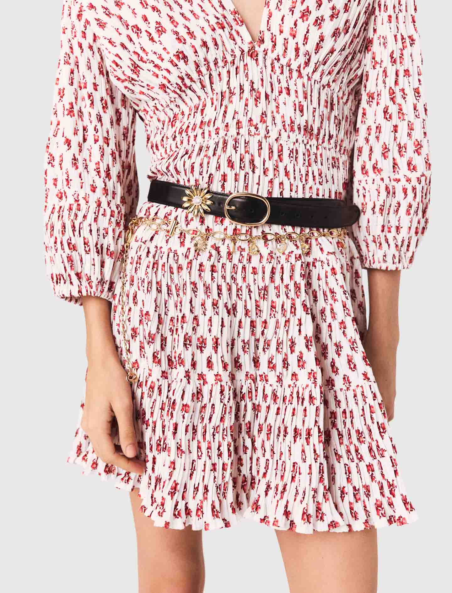 Leather belt with removable jewel - Black