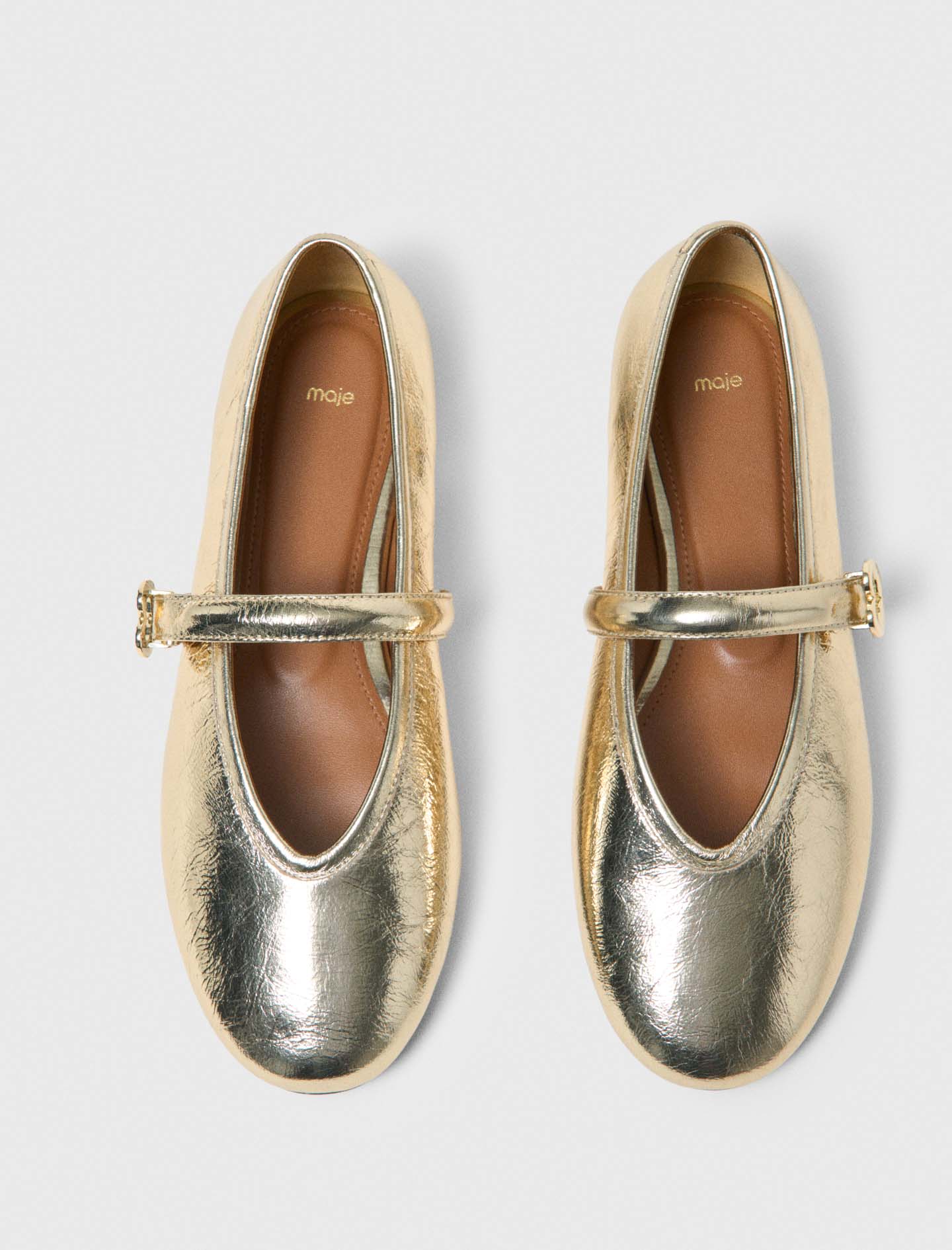 Metallic leather ballet flats - Gold