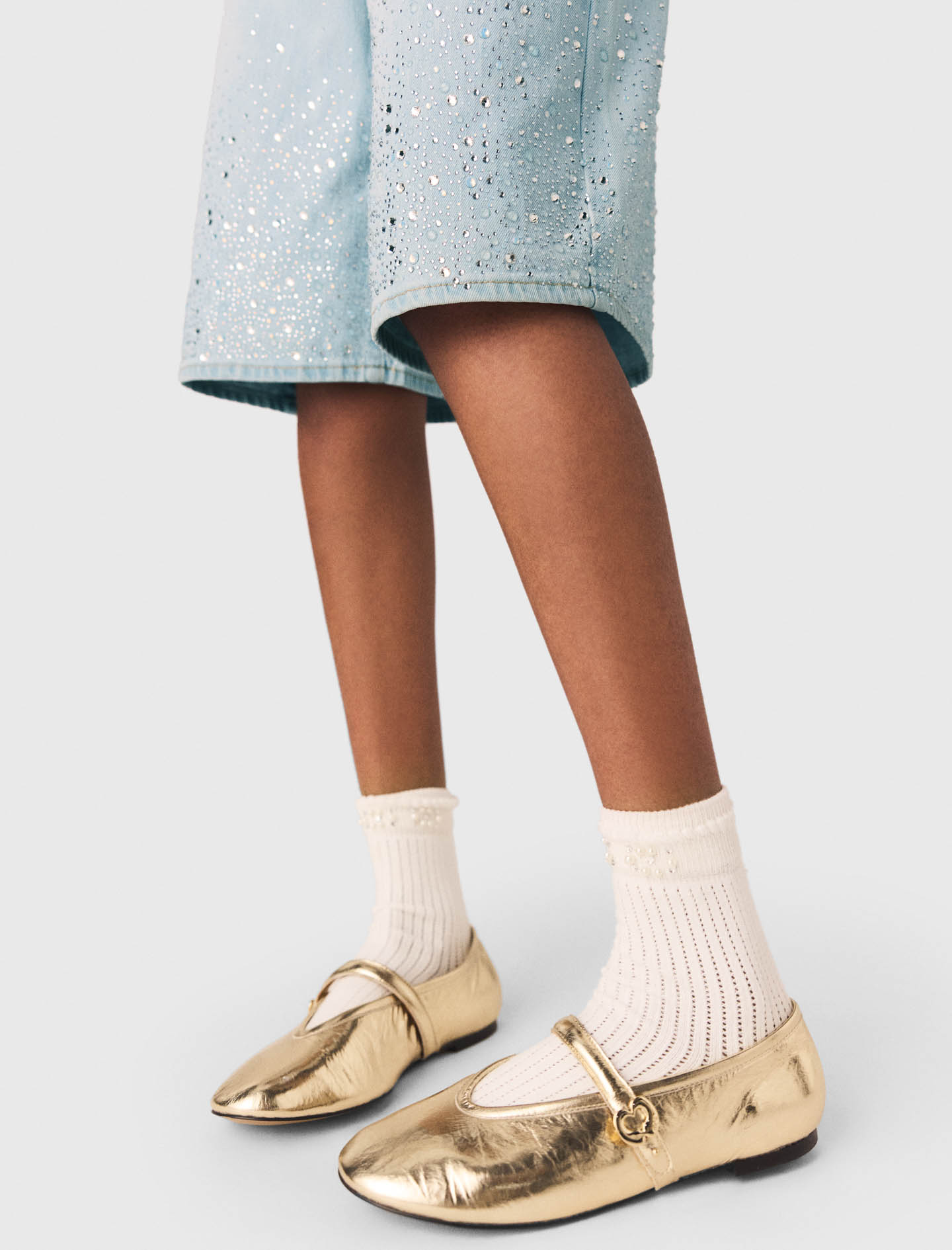 Metallic leather ballet flats - Gold