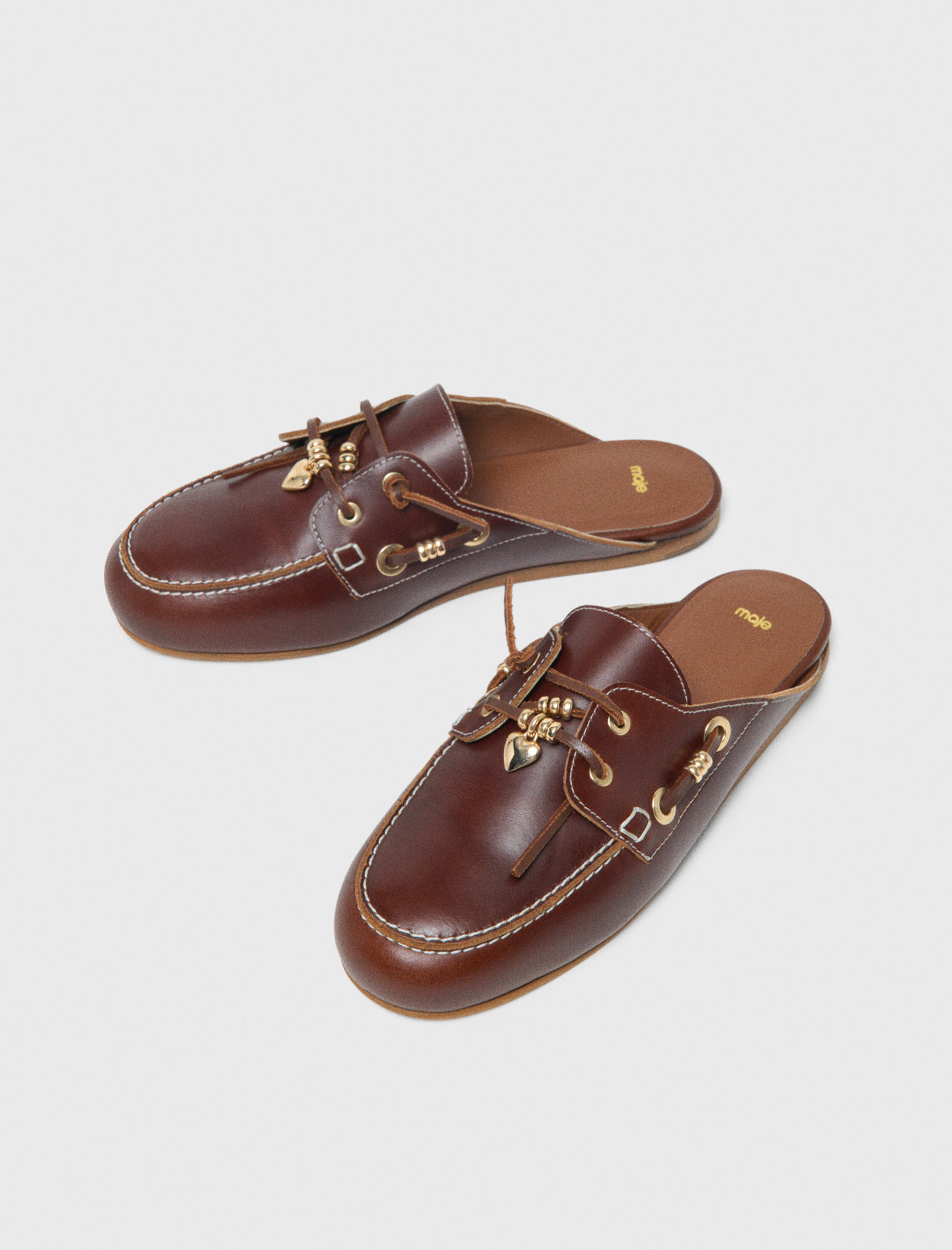Leather boat mules - Brown