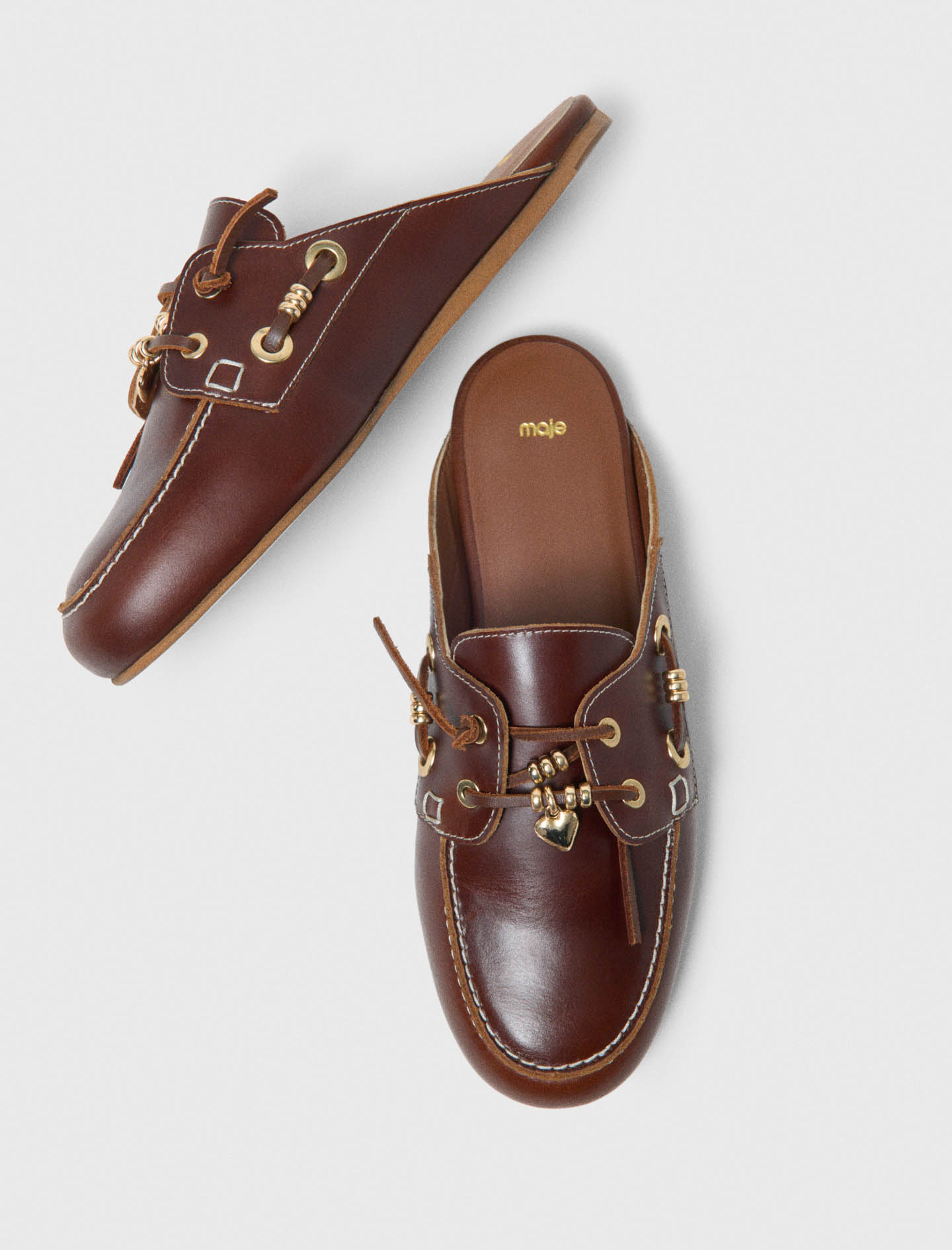 Leather boat mules - Brown