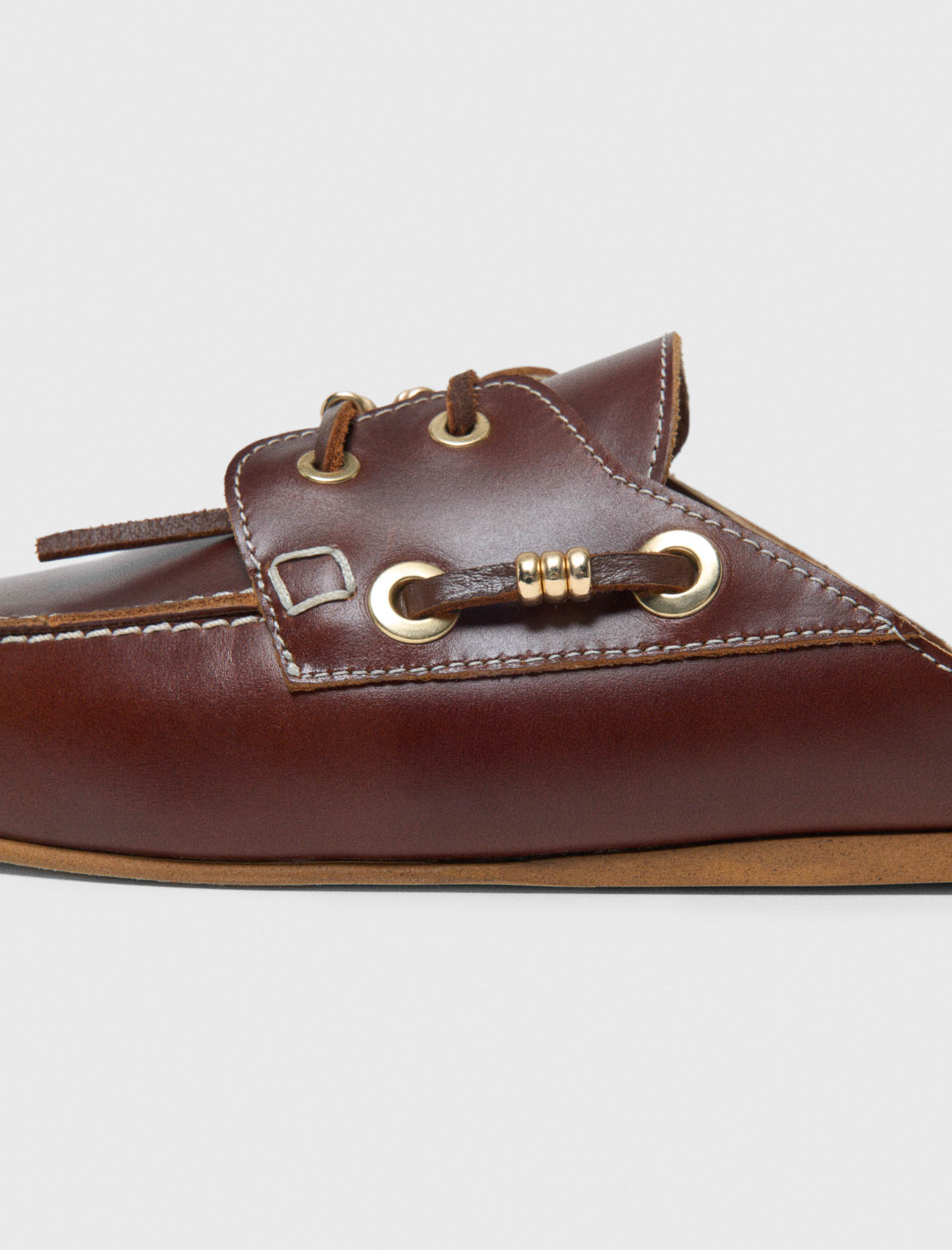 Leather boat mules - Brown